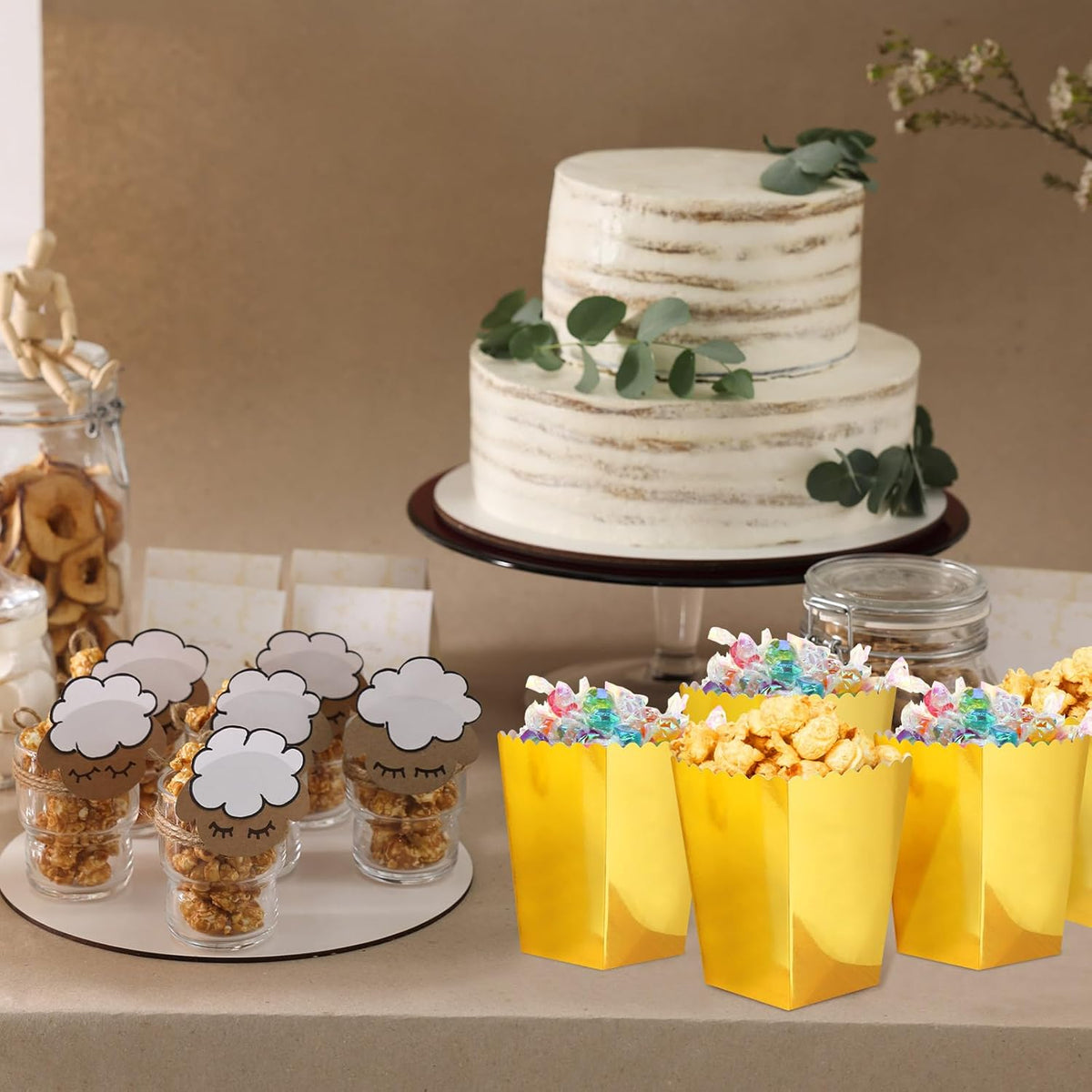 Meanplan 200 Pcs Popcorn Boxes Mini Paper Popcorn Holder Cardboard Snack Container for Party