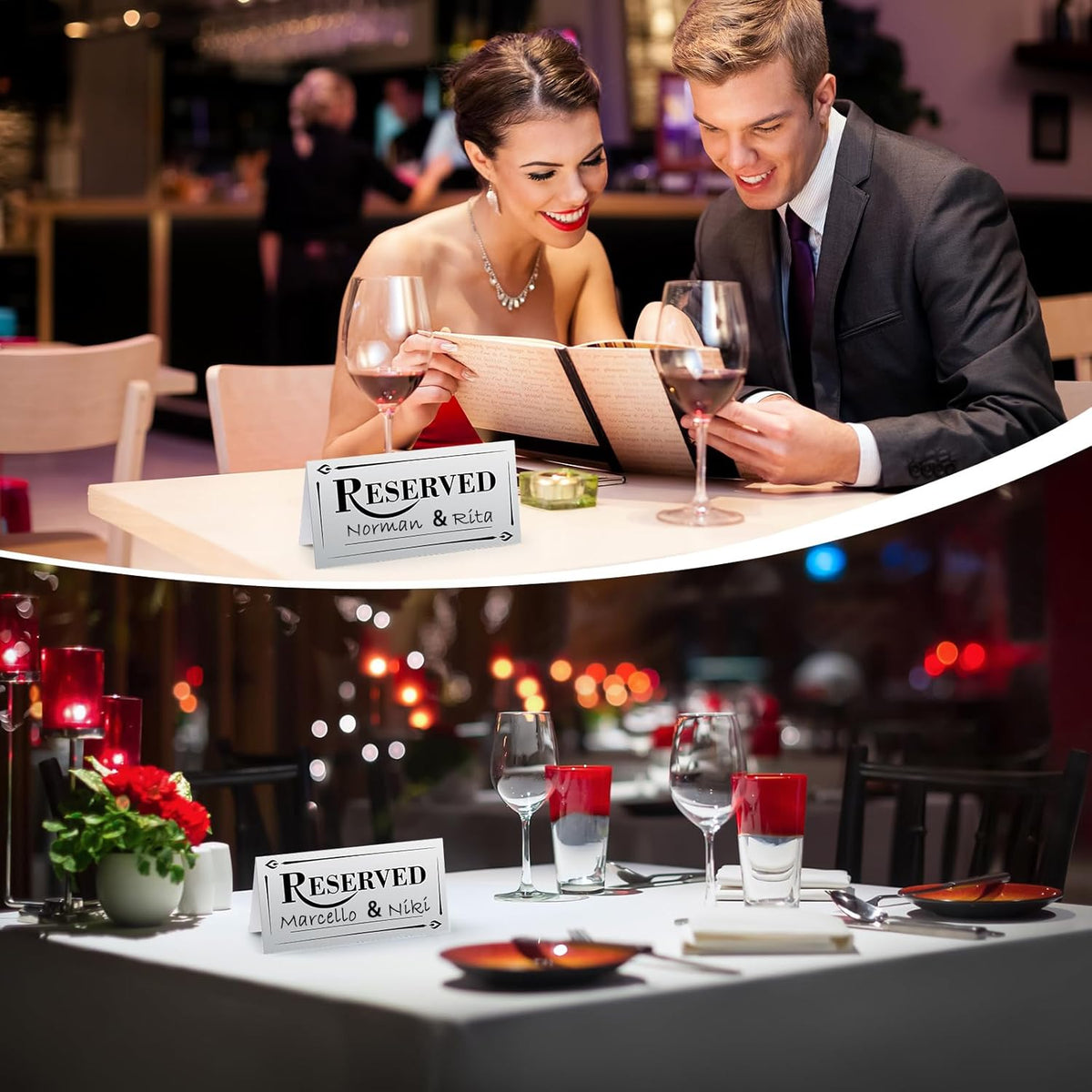 300 Pcs Paper Table Reserved Sign with Name Line Reserved Seating Signs Bulk Double Sided Signs for