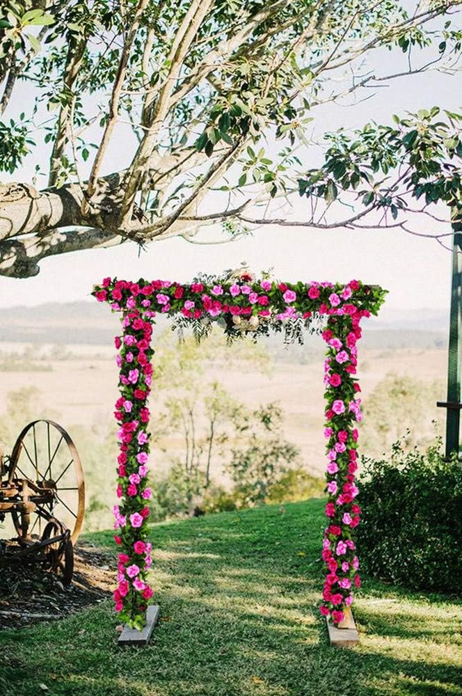 JUSTOYOU 2 Pack (15.8FT) Fake Rose Garland, Artificial Rose Vines Flowers Hanging Silk Rose Vine