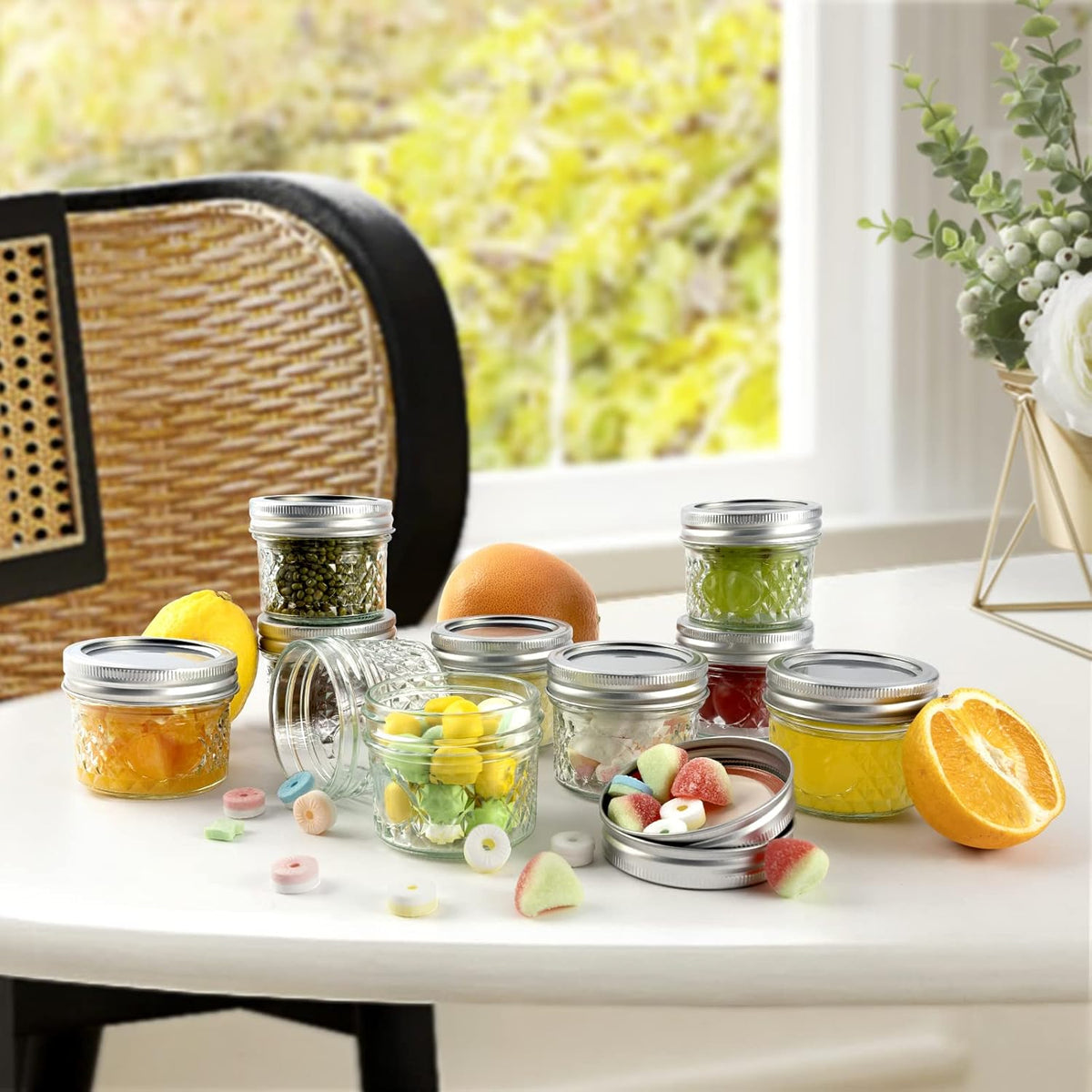 asika Mini Glass Jars,Canning Jars 4 oz With Lids, Small Glass Jars Ideal for Food Storage, Jam