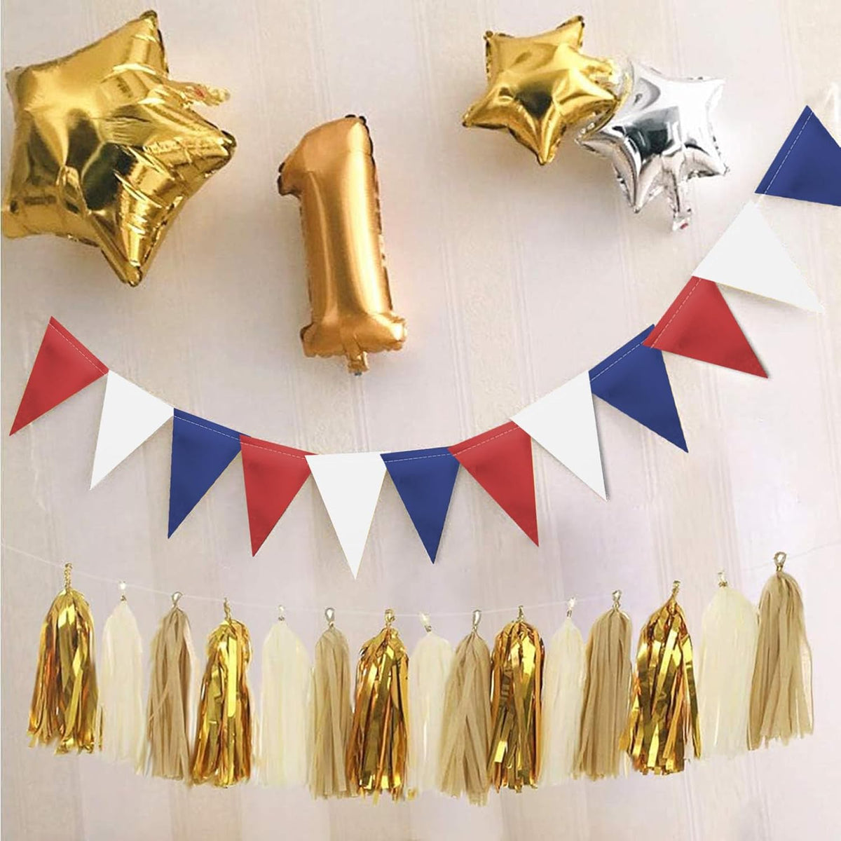 MerryNine Triangle Flag Bunting Banner, 3 Pack Vintage Style Pennant Banner for Wedding, Baby