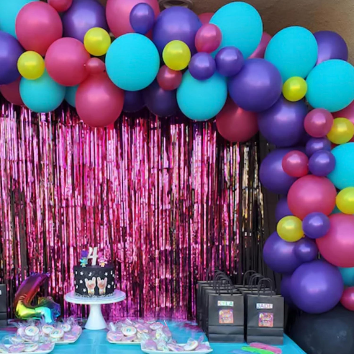 Paready Pink Blue Purple Balloons, 50 PCS Rainbow Party Balloons, 12 Inch Hot Pink Teal Blue