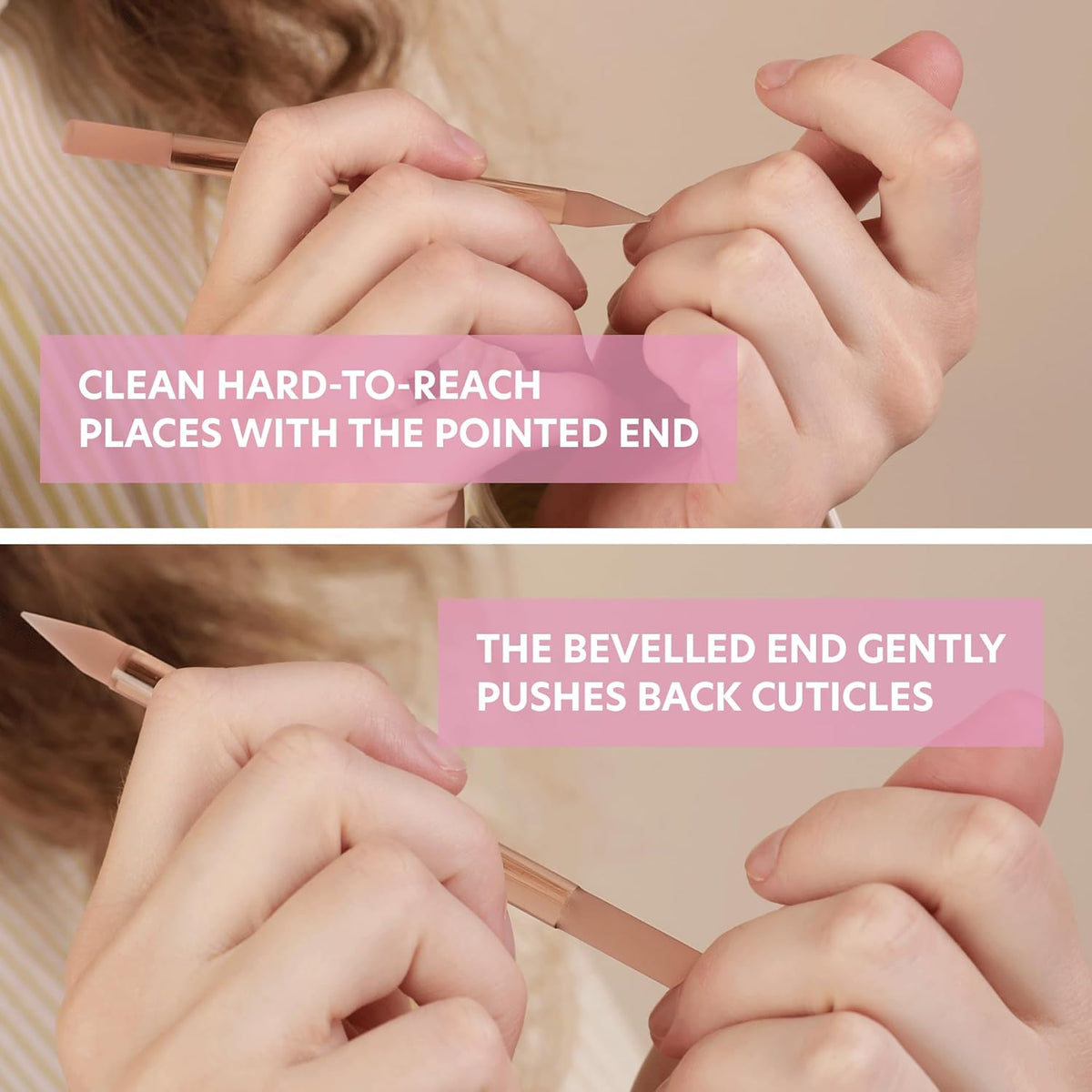 BONA FIDE BEAUTY Glass Cuticle Pusher, 1-Pieces Pink Gentle Czech Manicure Stick for Cuticle