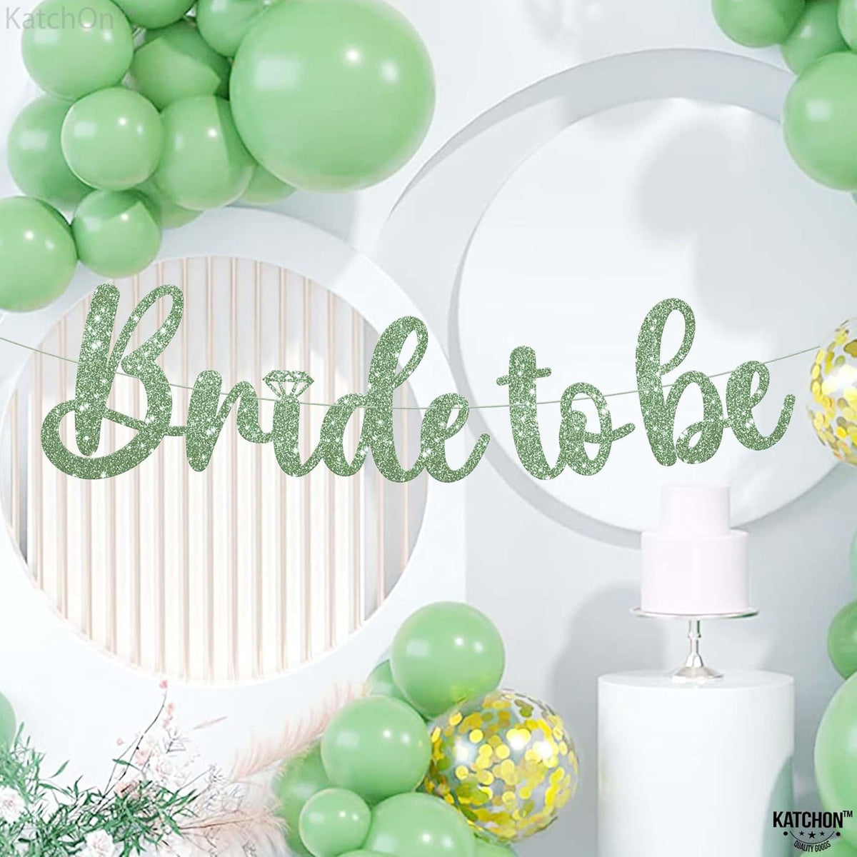 KatchOn, Sage Green Glitter Bride To Be Banner - 10 Feet, No DIY | Bride to Be Sign for Bride To Be