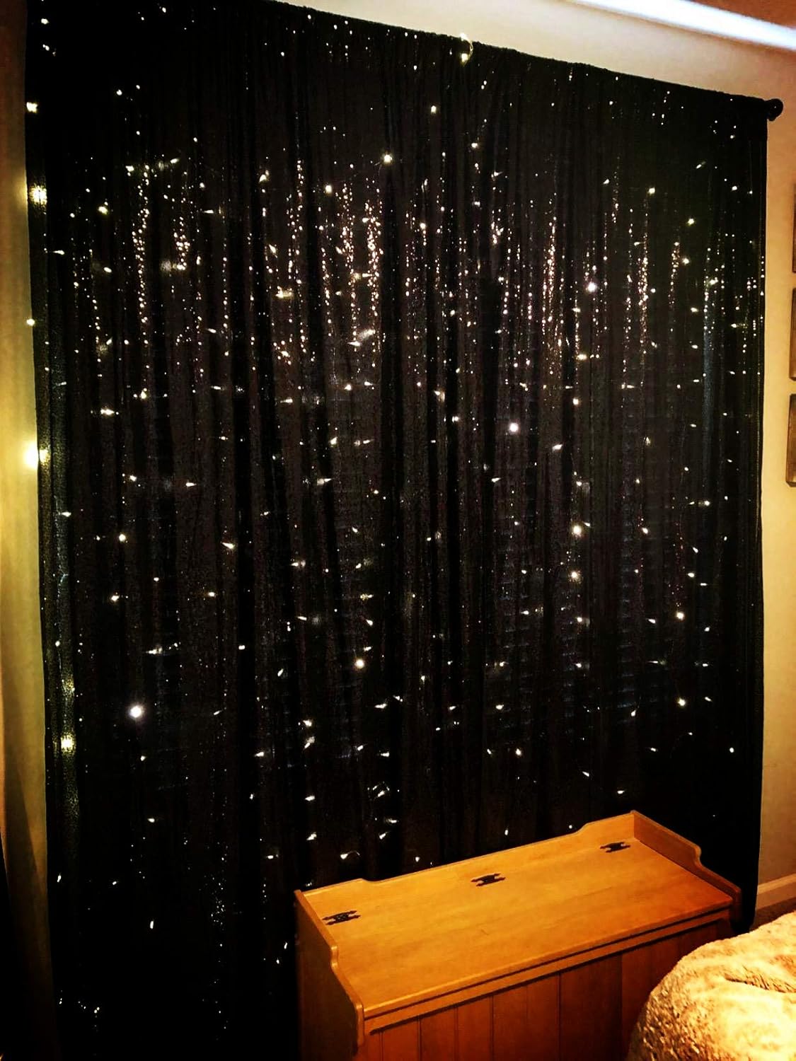 Eternal Beauty Black Sequin Backdrop, 6x8 Ft Halloween Glitter Background Curtains for Shimmer