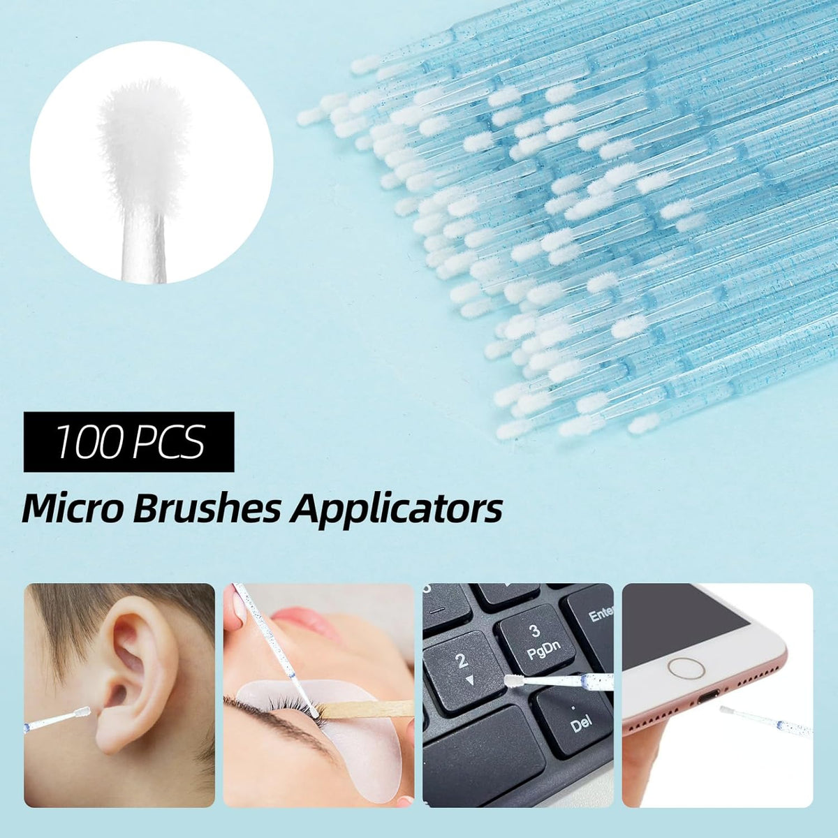 300 Pcs Spoolies Mascara Wands Lip Brushes Micro Swabs Applicator, Disposable Eyelash Brushes