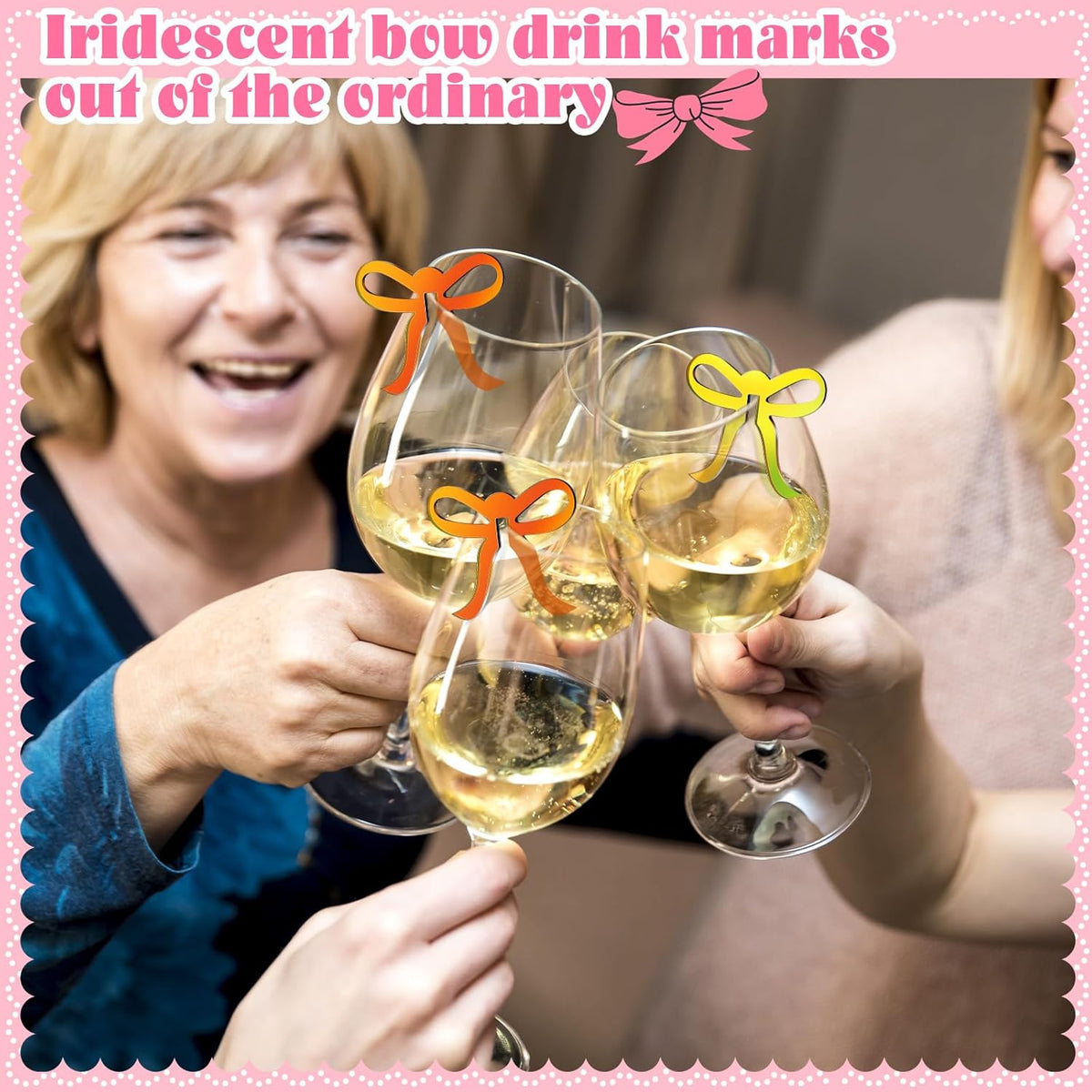 36 Pcs Bow Drink Markers Acrylic Drink Tags Bowknot Wine Glass Charms for Bachelorette Coquette