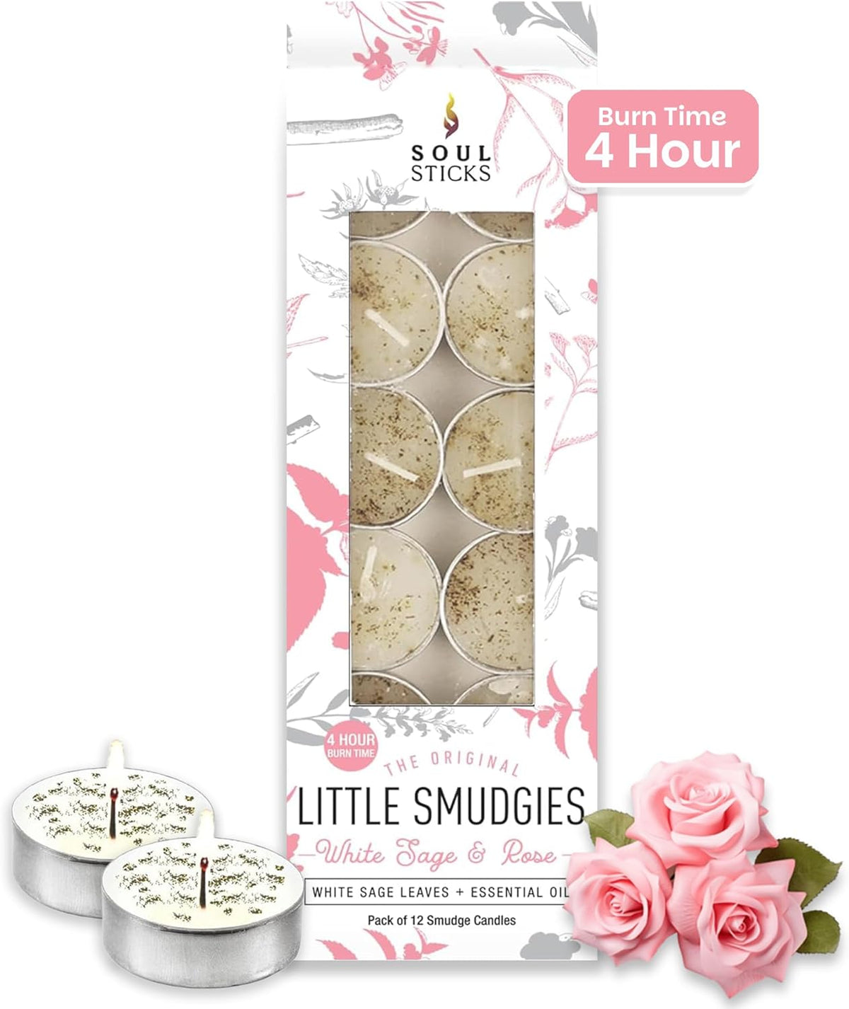 SOUL STICKS 12 Pack Little Smudgies Tealight Candles Smudge Candle for Cleansing House, Meditation