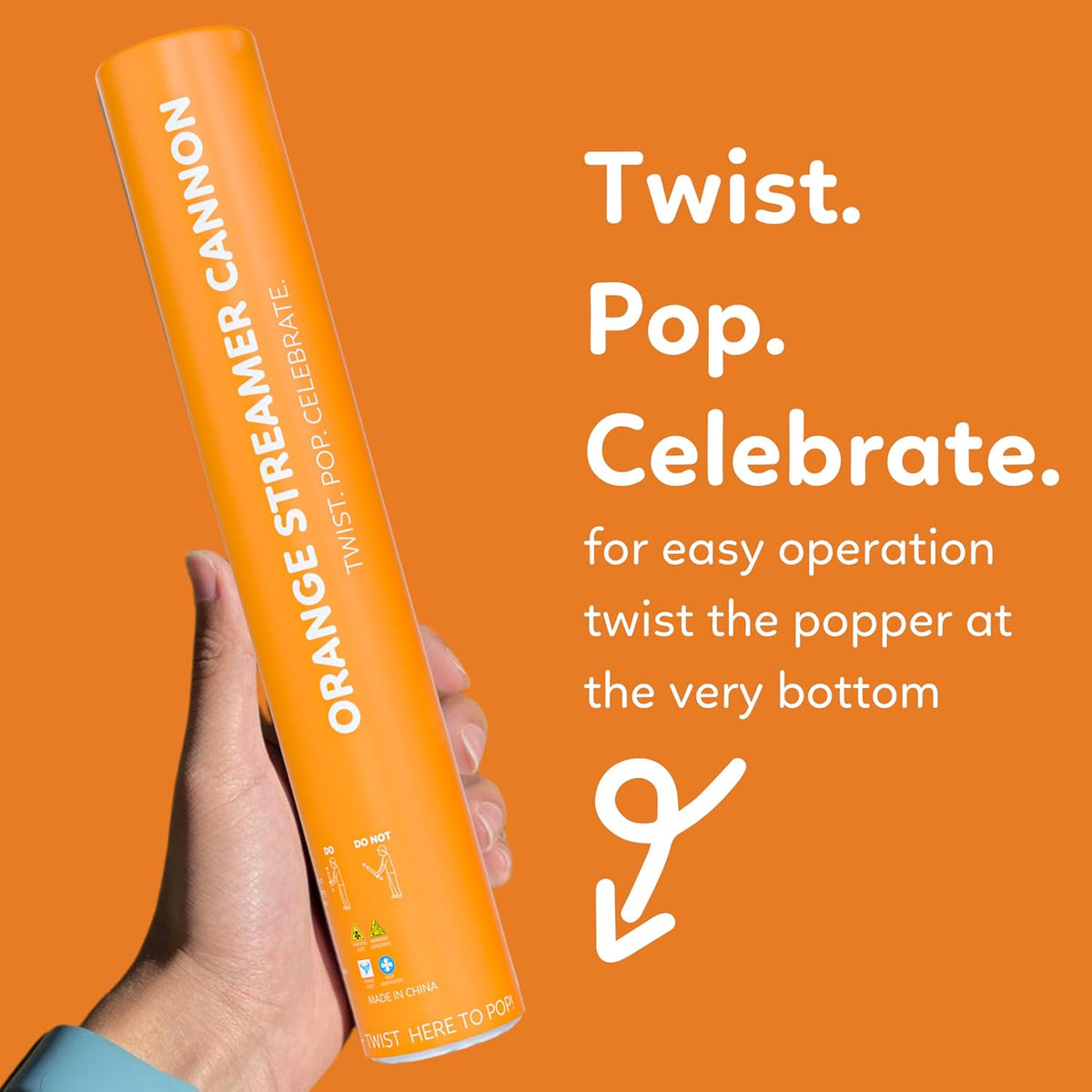 2 Pack Streamer Cannon Confetti Poppers | Biodegradable Orange Confetti | TUR Party Supplies |