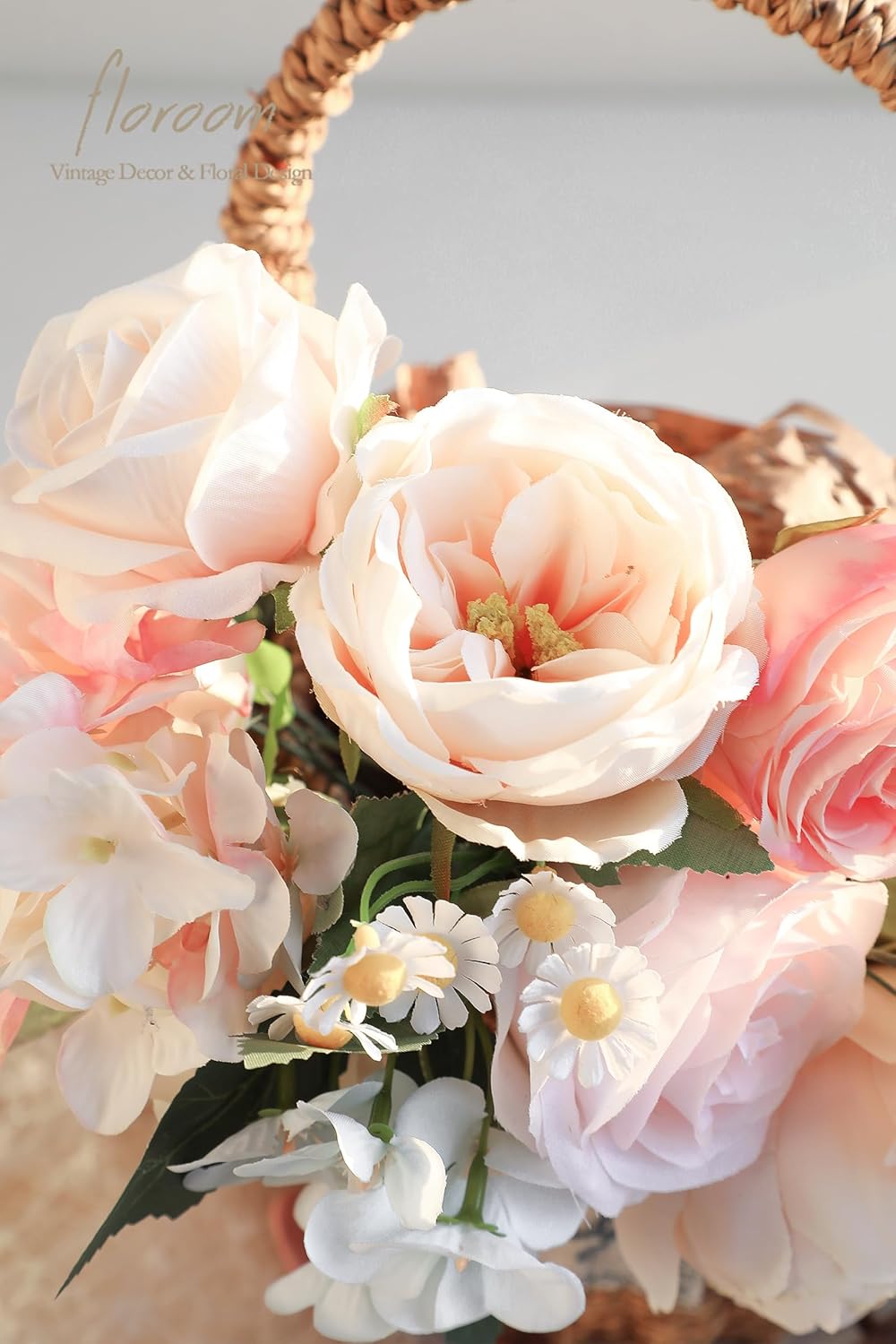 Floroom Blush Cream Artificial Flowers Fake Roses Peonies Dahlia and Greenery Combo Box Set for DIY