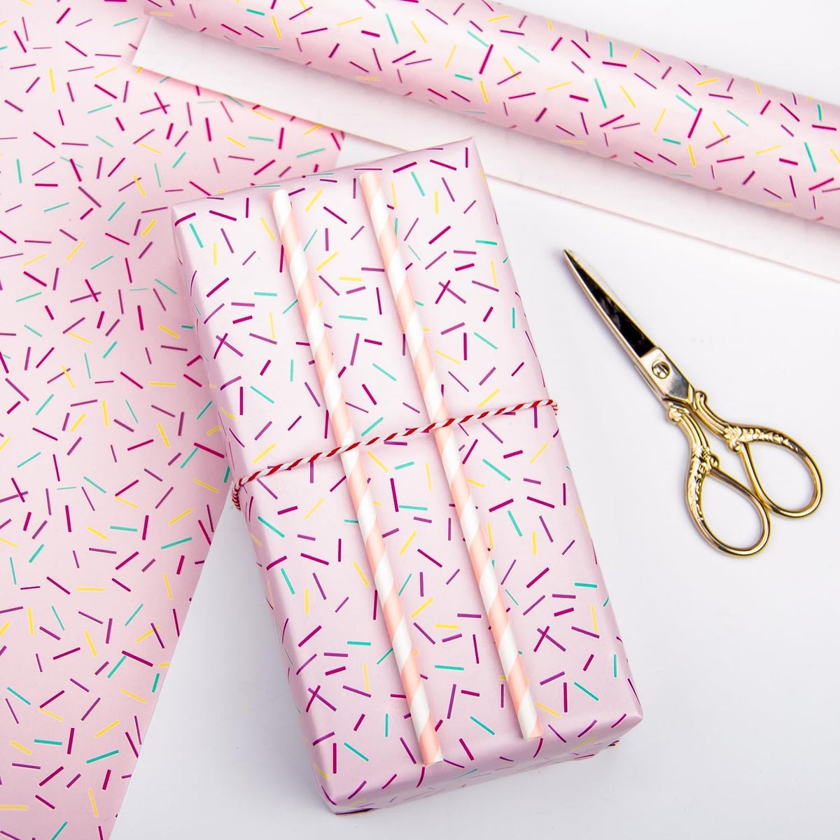 WRAPAHOLIC Wrapping Paper Roll - Mini Roll - 17 Inch x 33 Feet - Colorful Line Segment Print Design