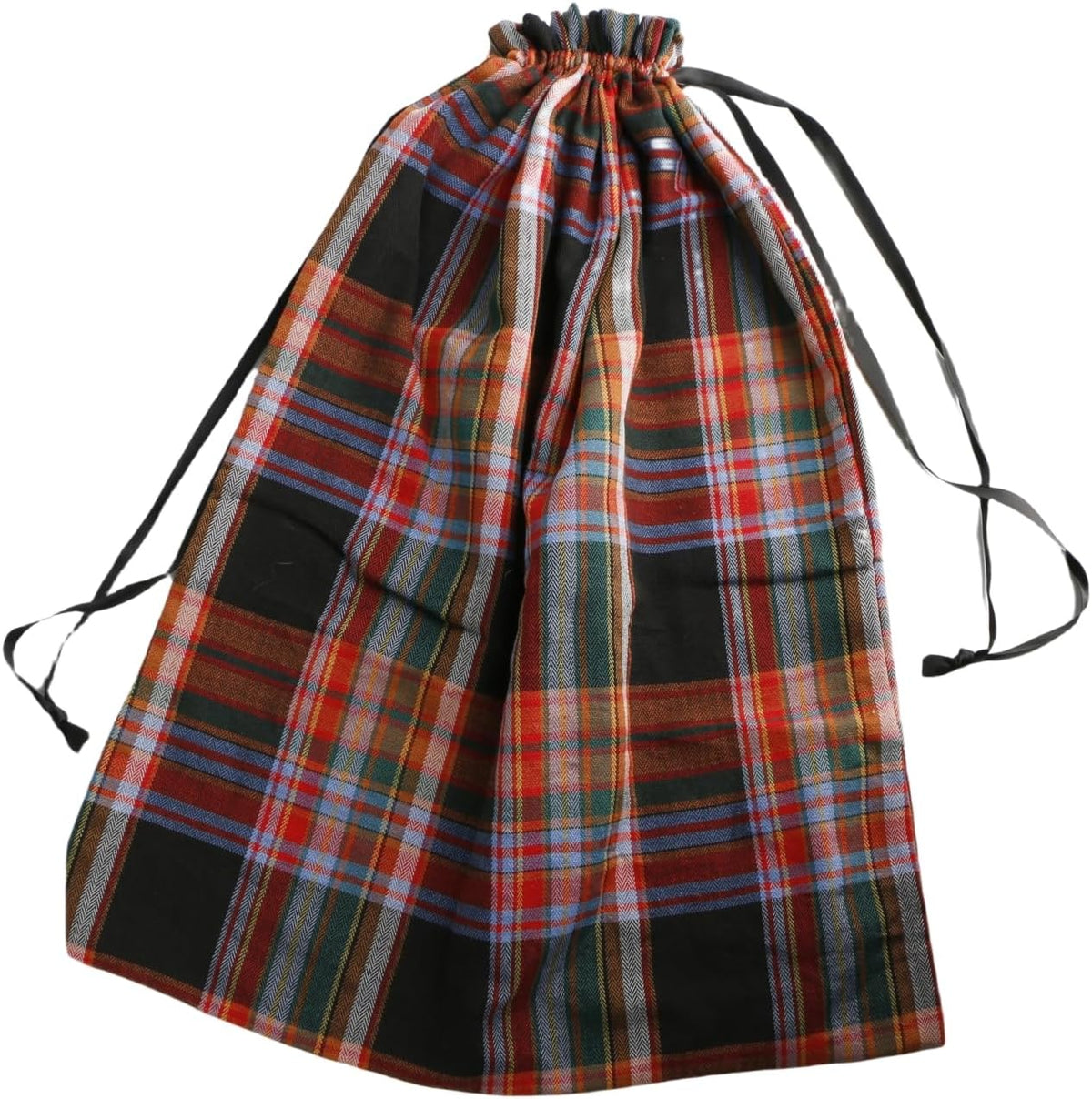 Meseey Large Christmas Gift Bags with Drawstrings Red Green Buffalo Plaid Reusable Sacks Bags Brown