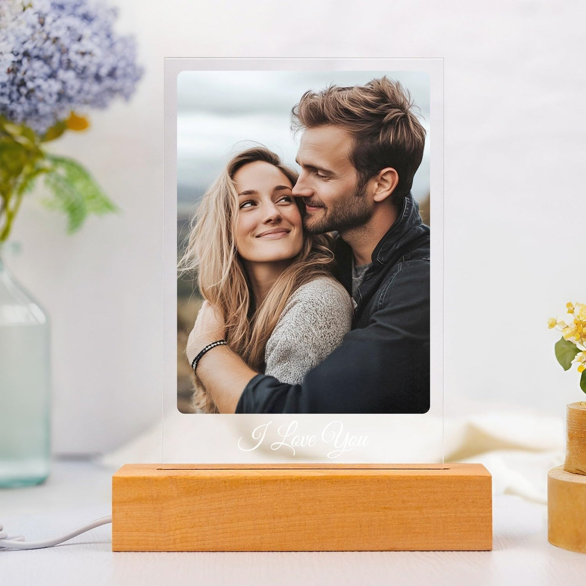 Custom Picture Frames with Photo, Personalized Photo Frame with Night Light, Customized Picture