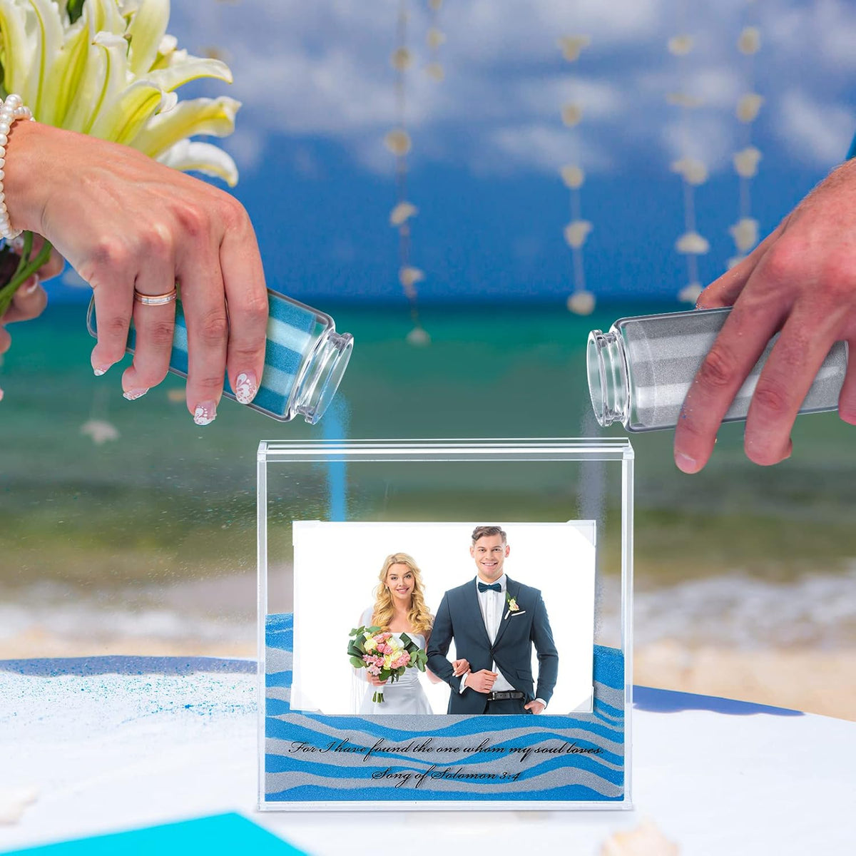 Sand Ceremony Kit for Wedding Includes Clear Acrylic Unity Sand Ceremony Photo Frame 2 Pack Photo