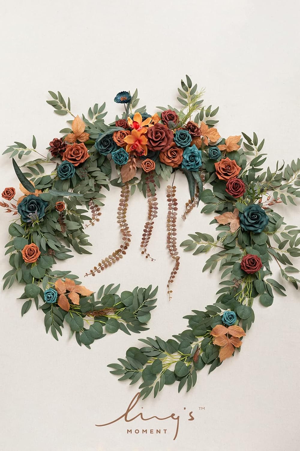 Ling's Moment 9FT Flower Garland for Backdrop Decoration - Fall Wedding Arch Flowers, Eucalyptus &