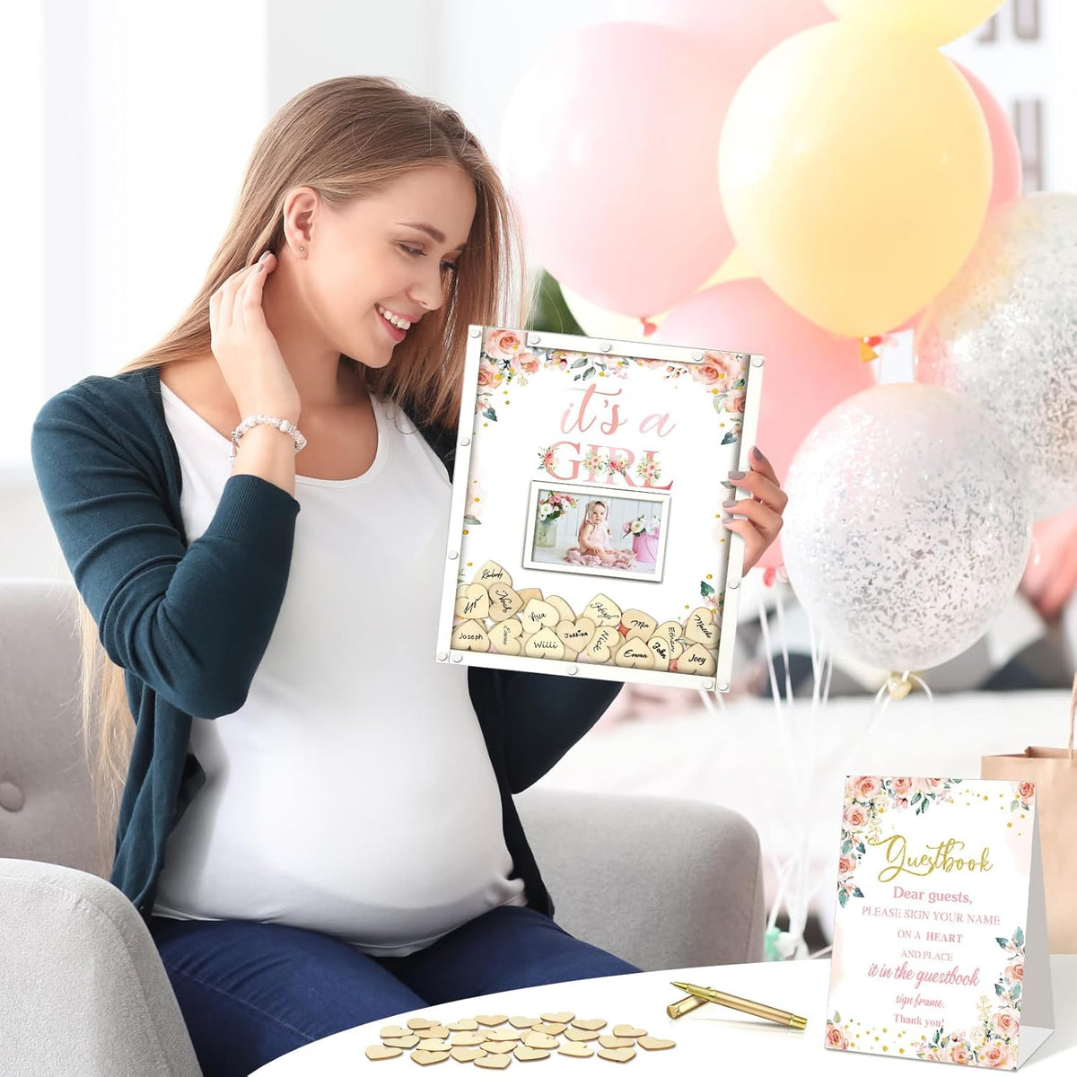 65 Pcs Baby Shower Guest Book Decorations Baby Shower Sign in Guest Book Alternatives Floral It's a