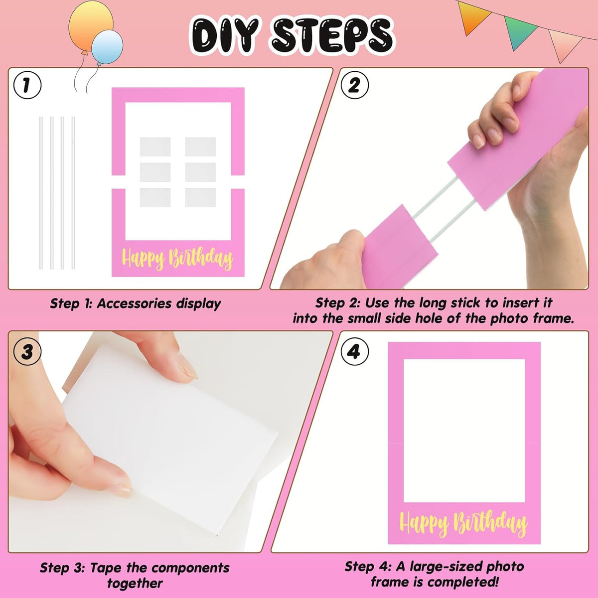 32 x 24 Inch Large Photo Booth Props Picture Frame Happy Birthday Party Frame DIY Cutouts Photo