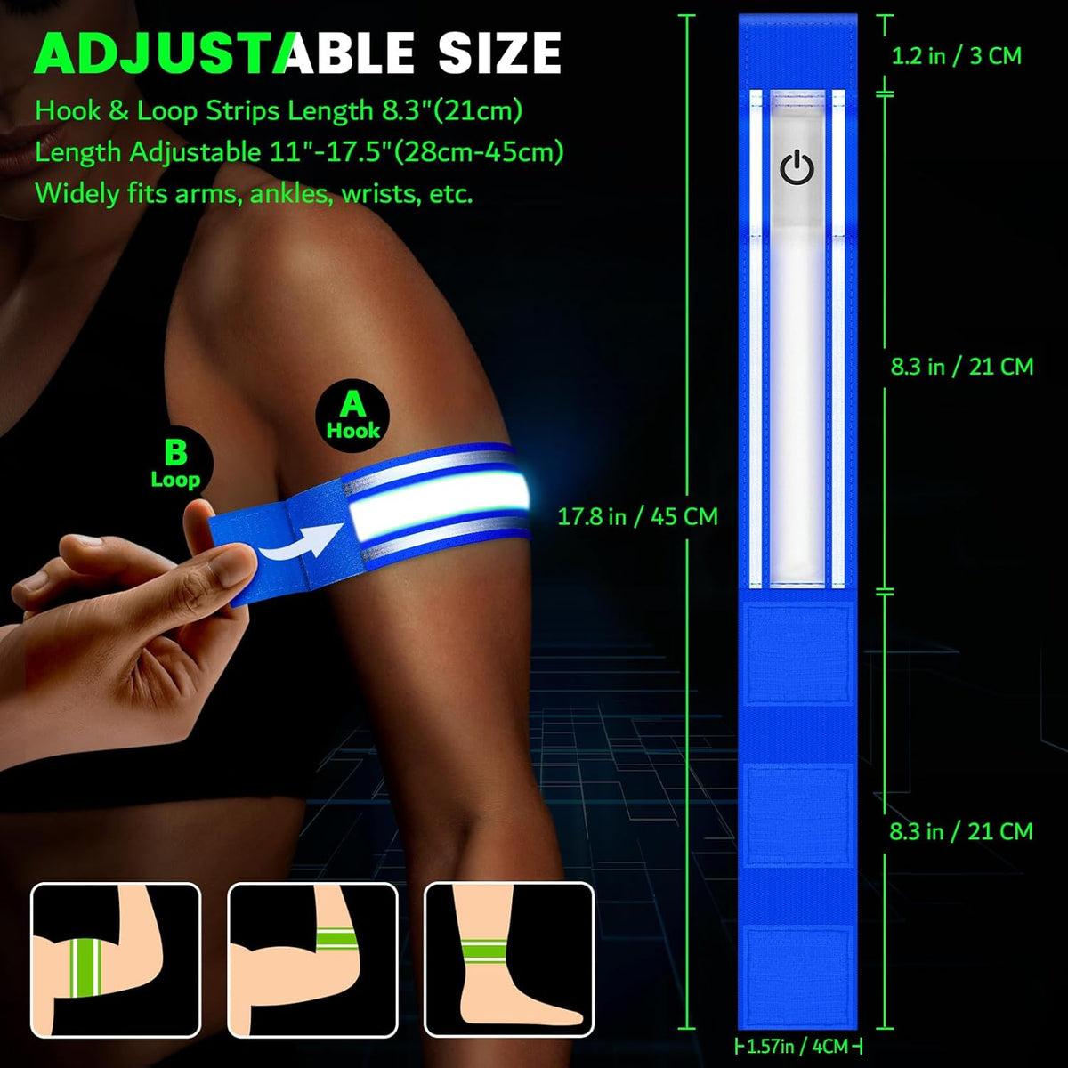 LED Armband for Running(2 Pack),Light Up Arm Bands for Night Walking Running,Rechargeable Lights