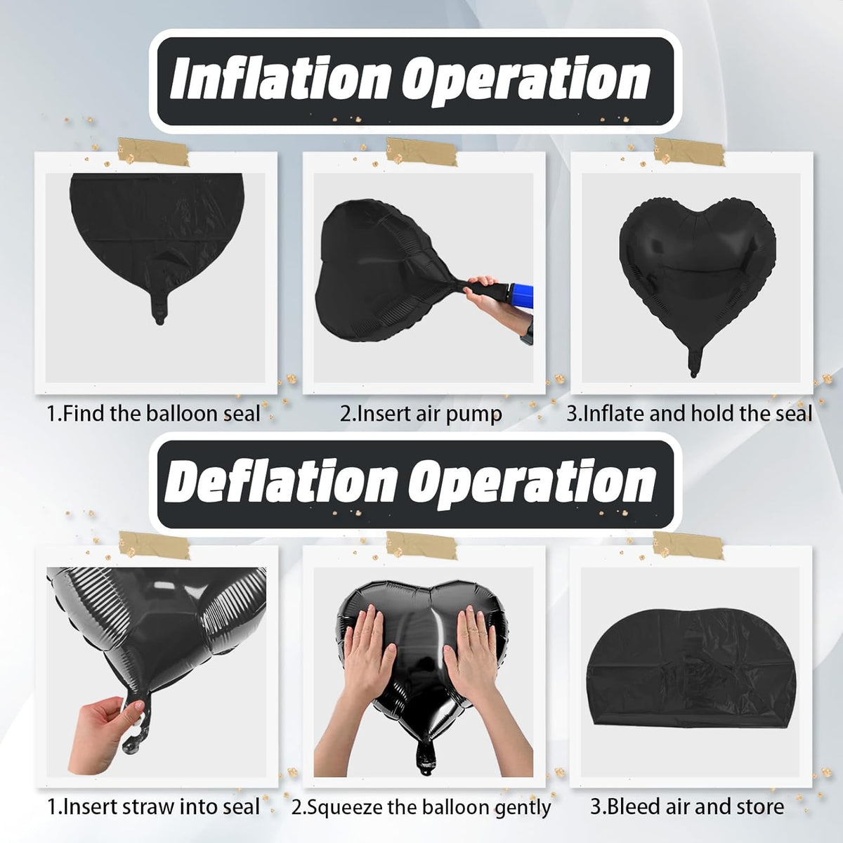 Black White Heart Balloons, 18 Inch Black and Cream White Heart Shape Balloon, 12PCS White Sand
