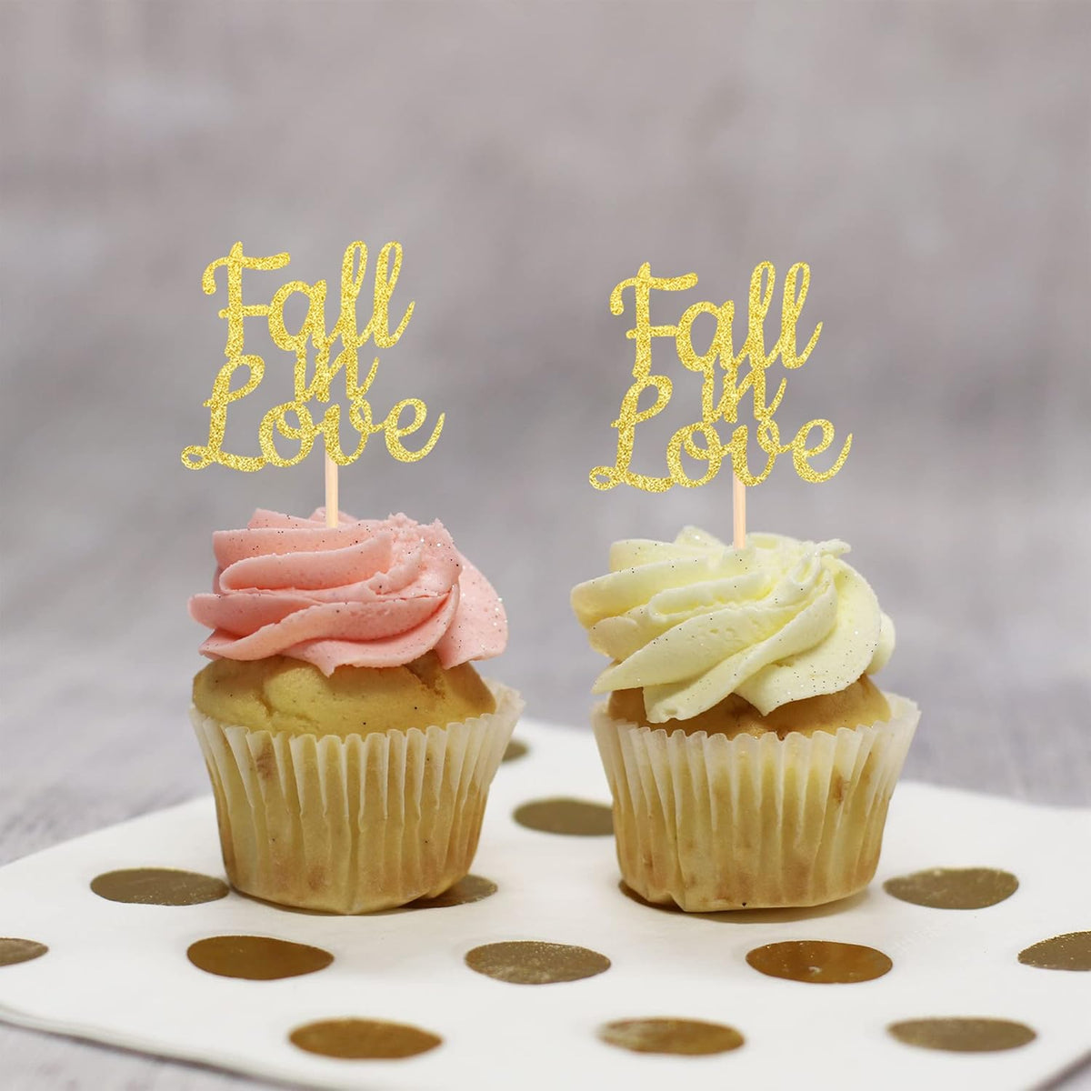 24 PCS Fall in Love Cupcake Toppers Glitter Bridal Shower Cupcake Picks Wedding Engagement