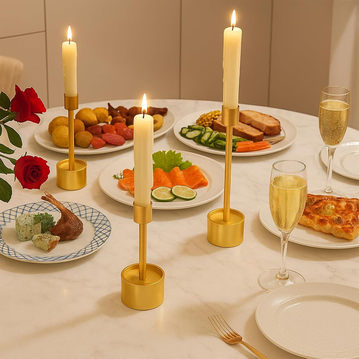 YUMORE 6 Packs Small Taper Candle Holders Candlestick Holder Stable Base Stand Holders for Dining