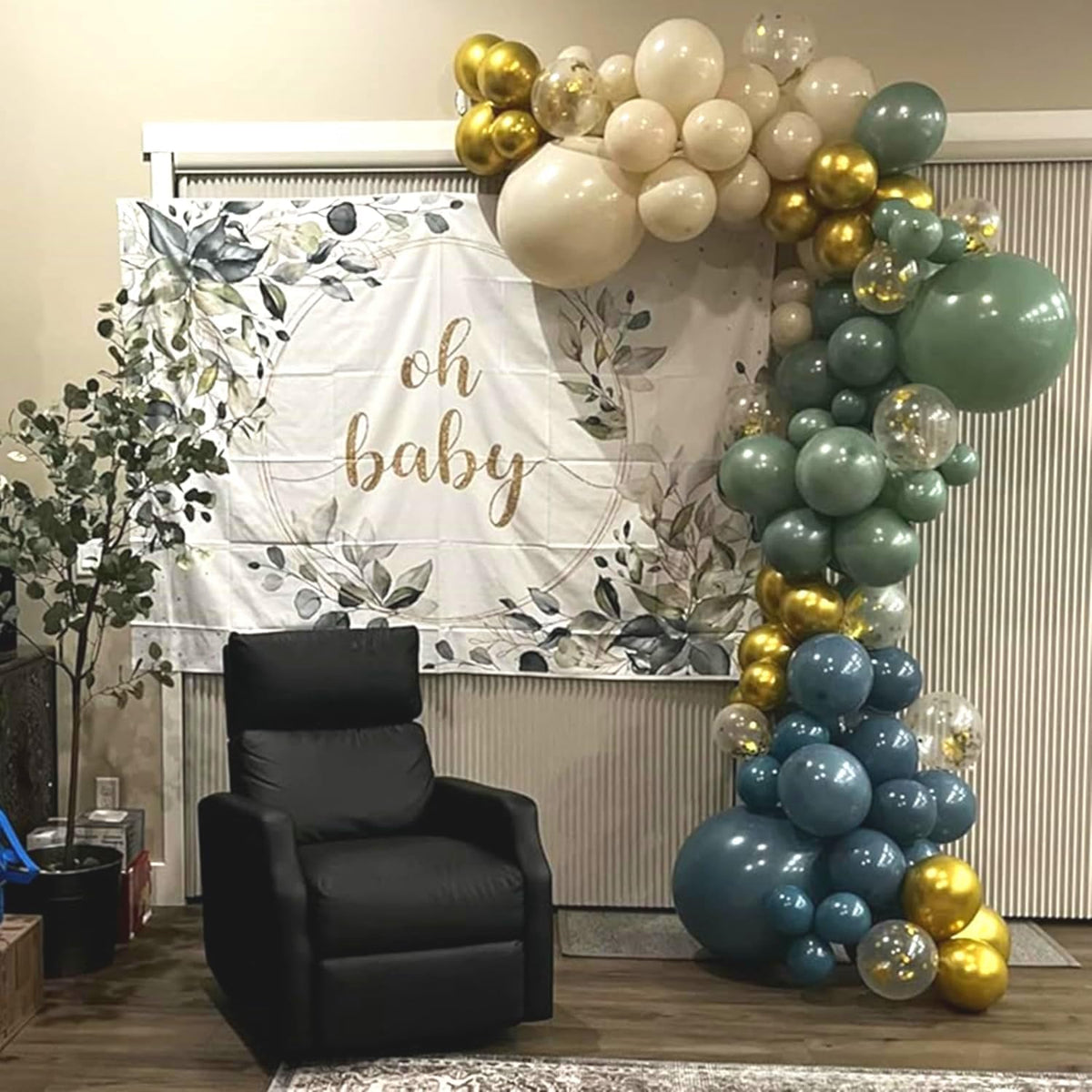 Dusty Blue Sage Green Balloon, 60PCS Pastel Olive Green Slate Blue Beige White Sand Balloon with
