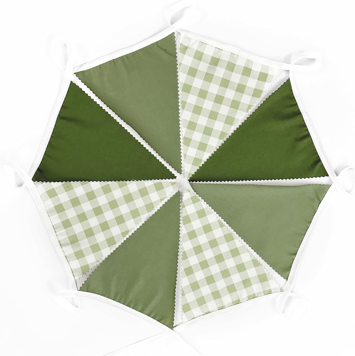 32Ft Sage Green Party Decorations Sage Gingham Banner Olive Green Buffalo Plaid Checkered Triangle