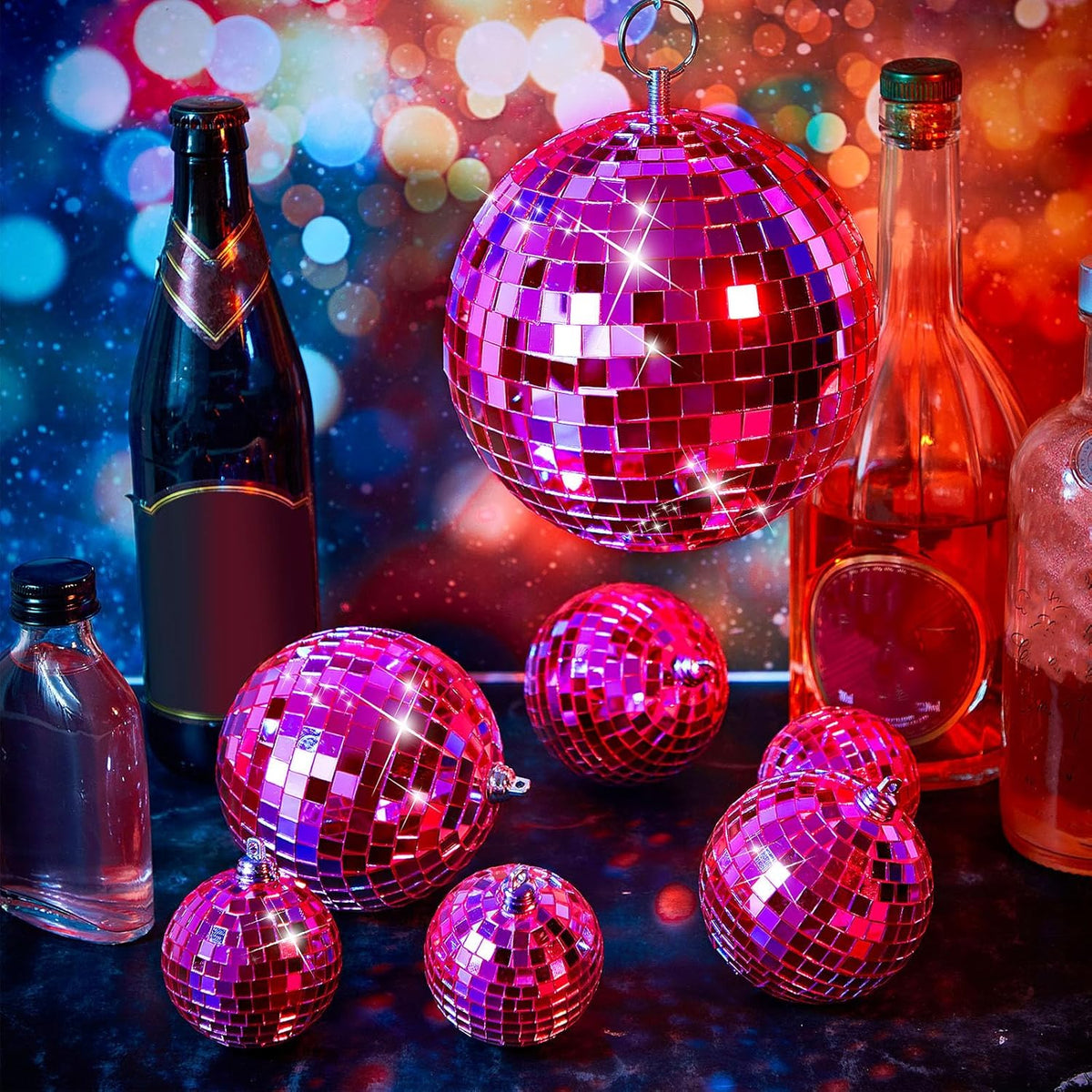 WILLBOND 12 Pack Disco Ball Mirror Ball with Hanging Ring for Fun Retro Disco Party Decorations