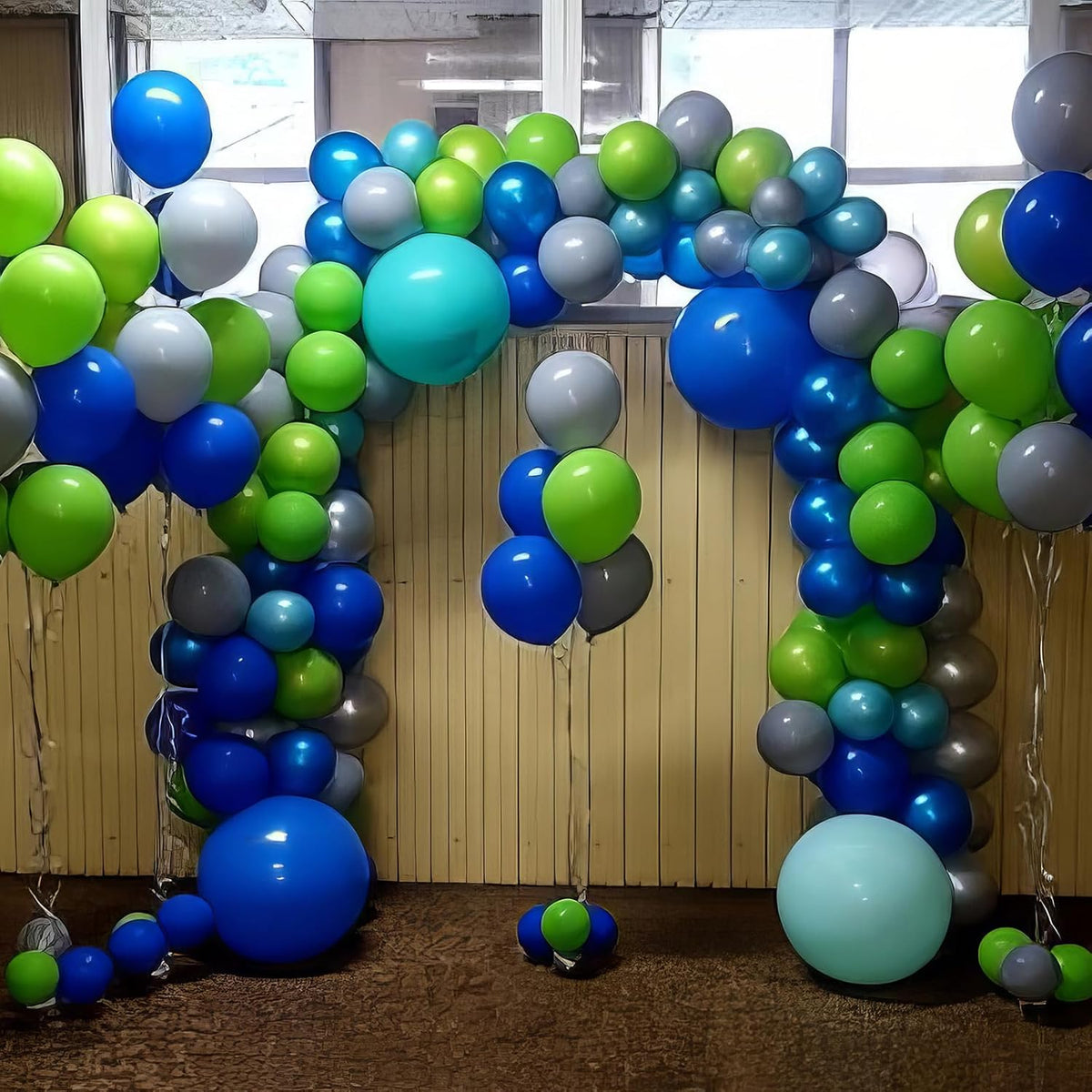 Blue and Green Balloons, Dark Green Metallic Balloons and Royal Blue Balloon, Metallic Blue Green