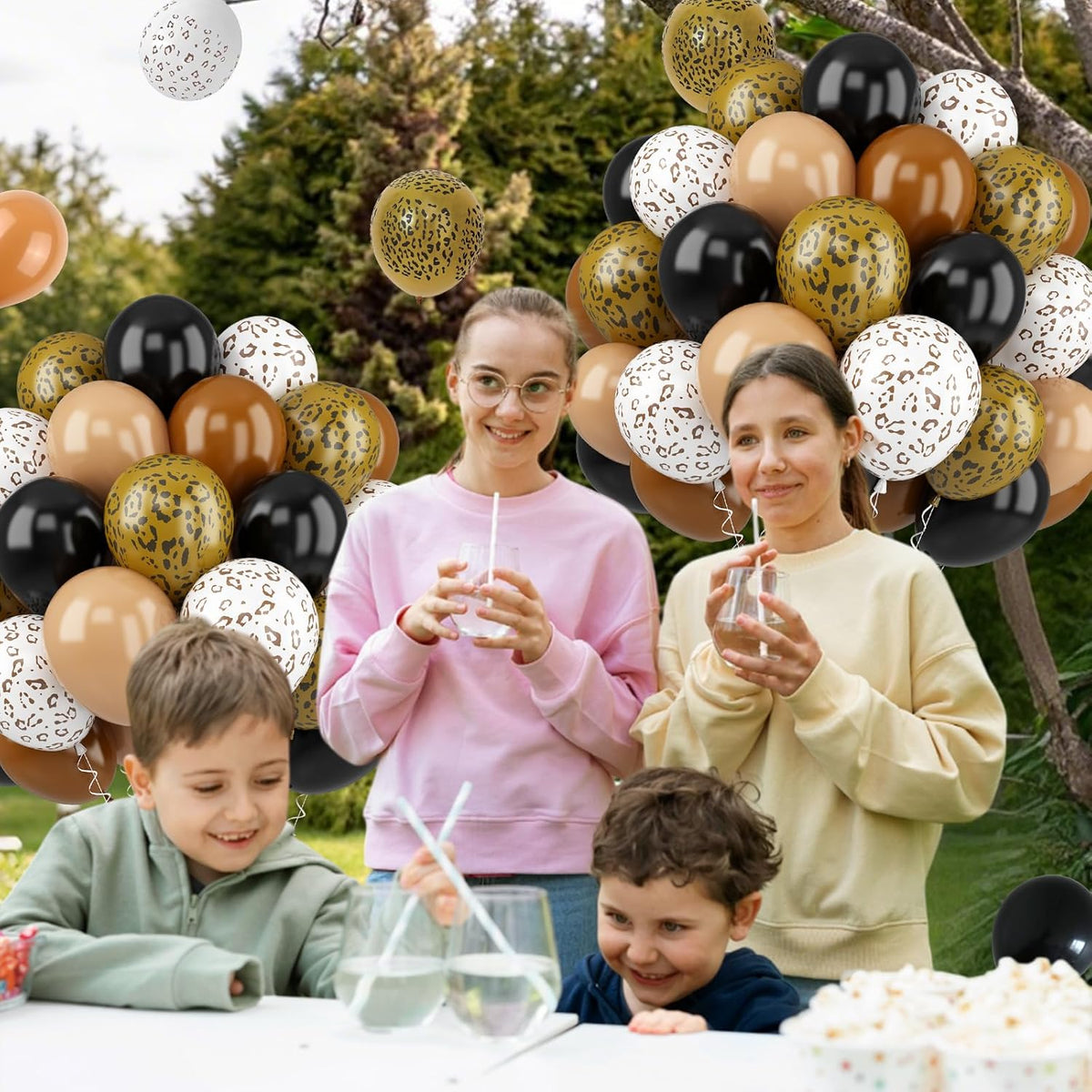 Cheetah Print Balloons, 52 PCS Black Brown Balloons, Black Brown White Cheetah Theme Balloons