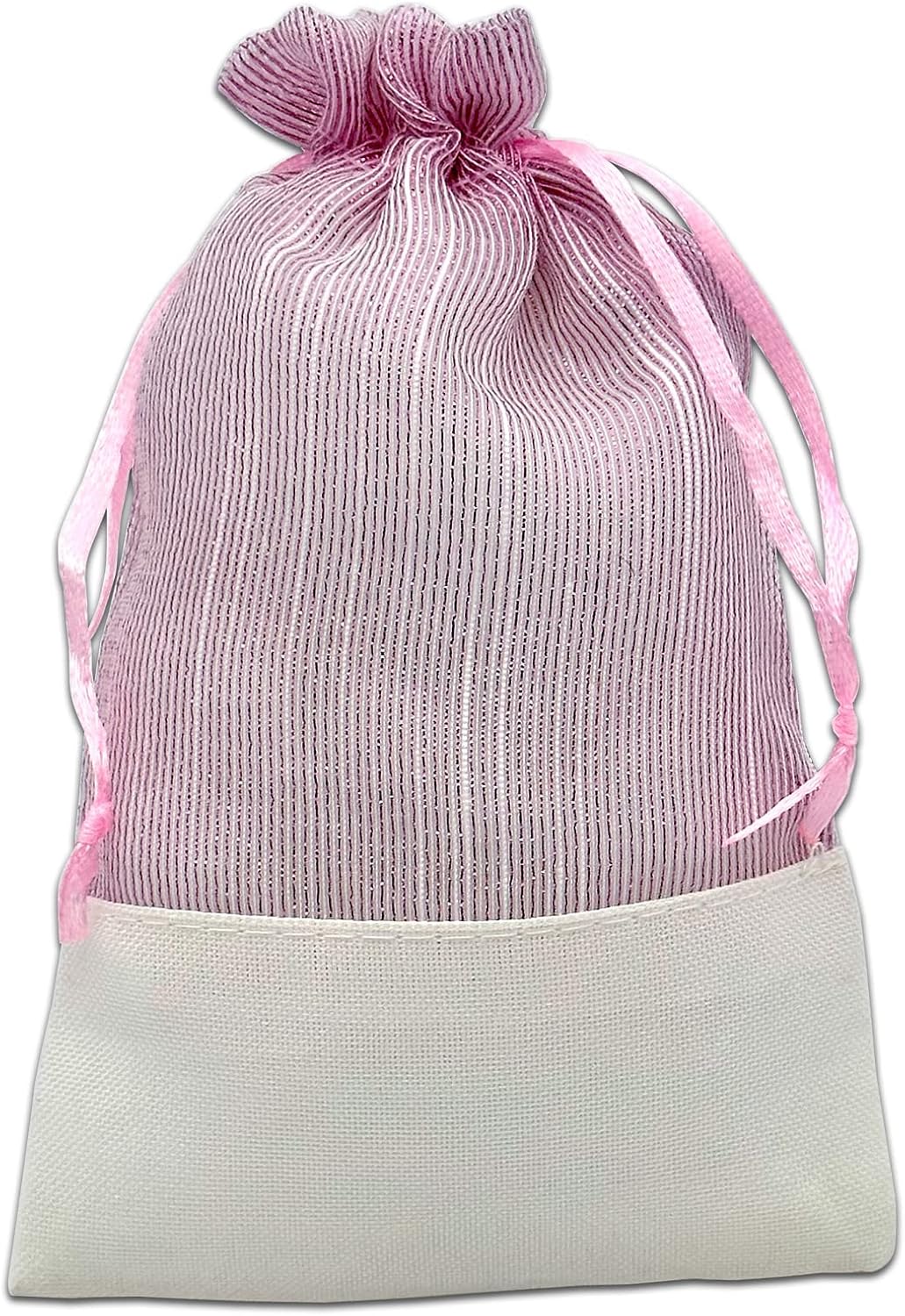 TheDisplayGuys For Your Modern Living 24-Pack Linen & Pink Organza Gift Bags with Drawstrings