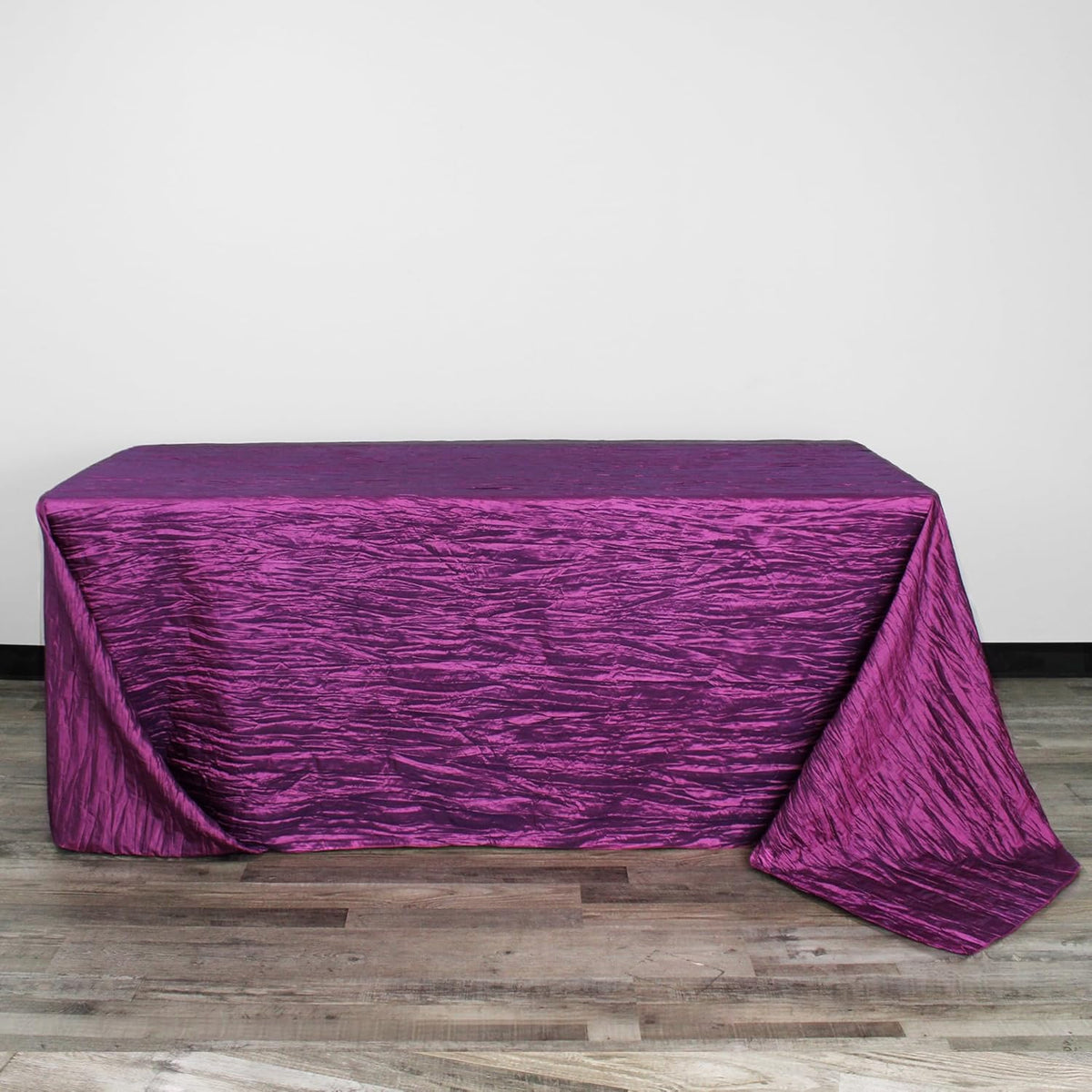 YOUR CHAIR COVERS - 90 x 156 inch Rectangular Crinkle Taffeta Tablecloth - Purple, Rectangle Table