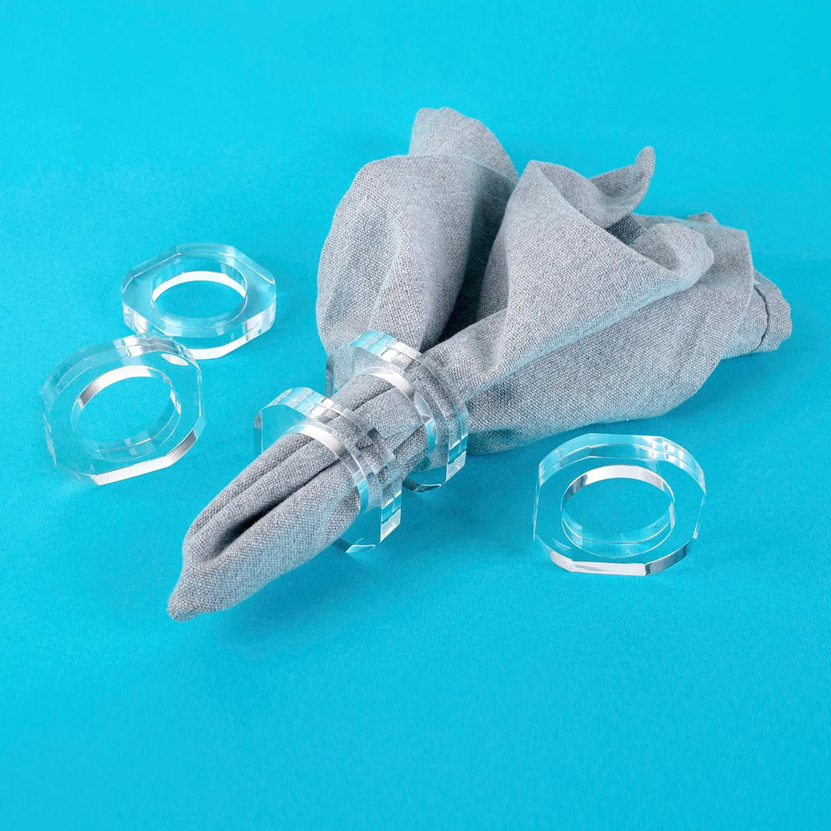 Clear Napkin Holder, Napkin Rings Set of 12, Fall Thanksgiving Christmas Napkin Rings, Festival