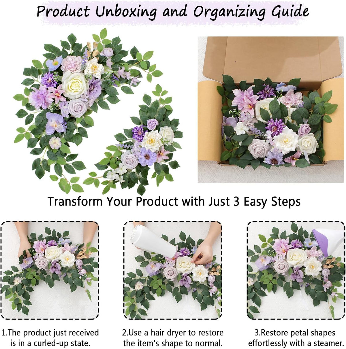 Pack of 2 Artificial Flowers for Backdrop Decoration, Wedding Arch Flowers,Reception Welcome Sign