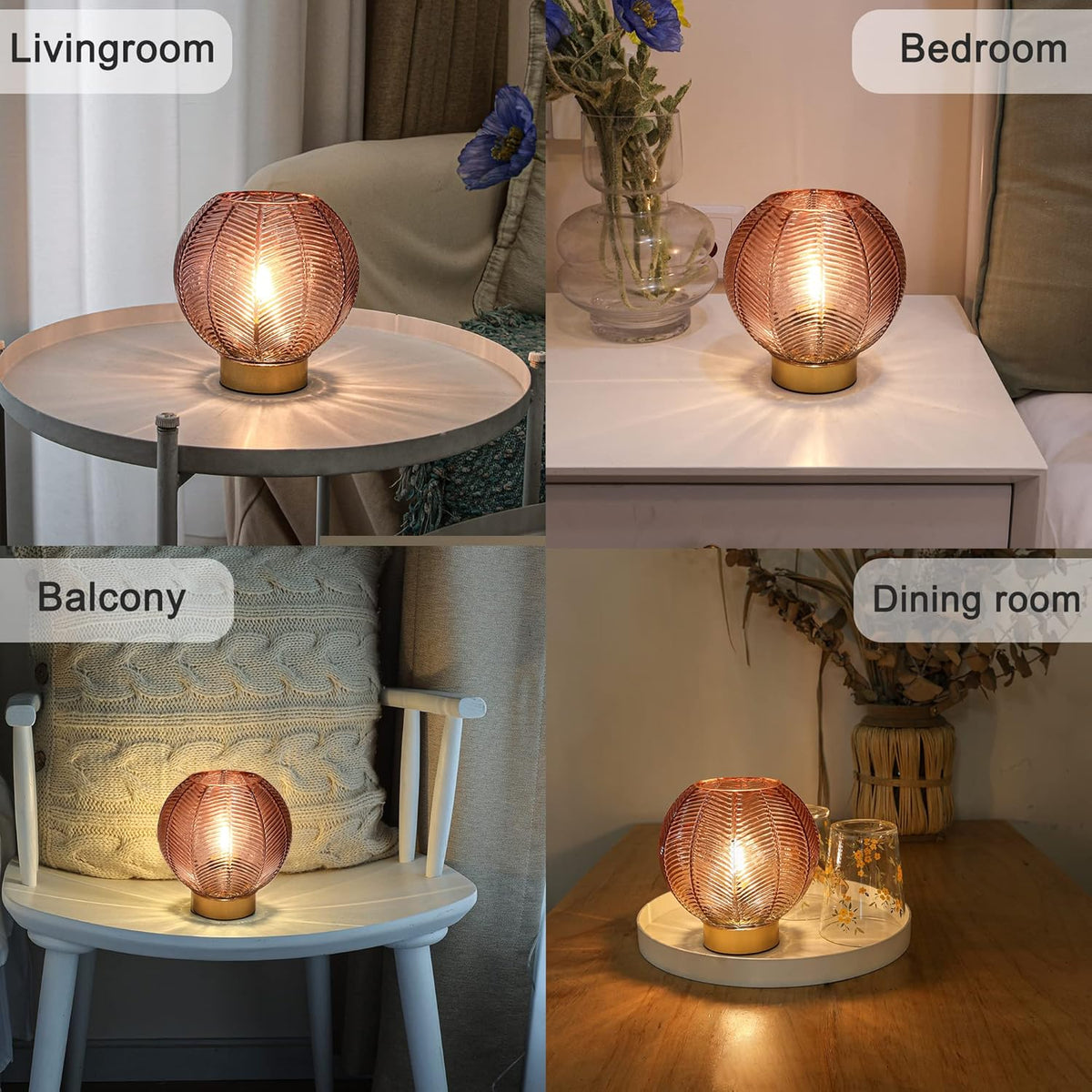 Battery Powered Lamp, Cordless Table Lamps Battery Operated Lamp for Bedside Nightstand, Small