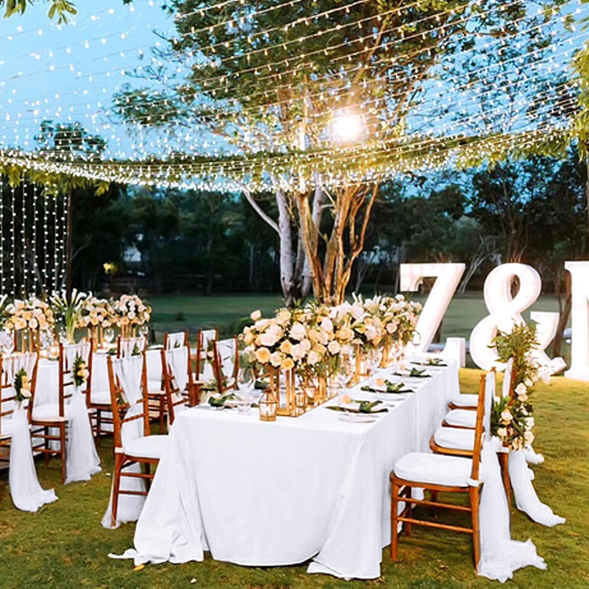 10 Pack Polyester Tablecloths, White 90 x 156 Inch Polyester Table Cloth for 8 Foot Rectangle