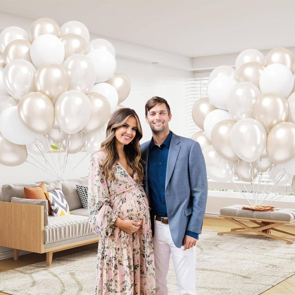 60pcs Double Stuffed Pearl Balloons 12inch, Pearl White Balloons, White Latex Balloon for Wedding