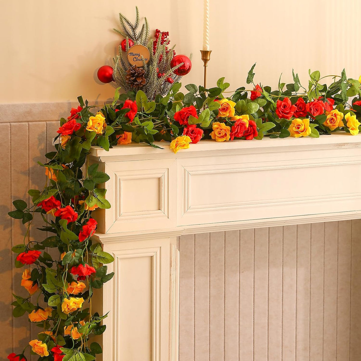 Floweroyal 4 Pack Artificial Flower Garlands 15.8FT Fake Rose Vines Silk Flowers Hanging Rose Ivy