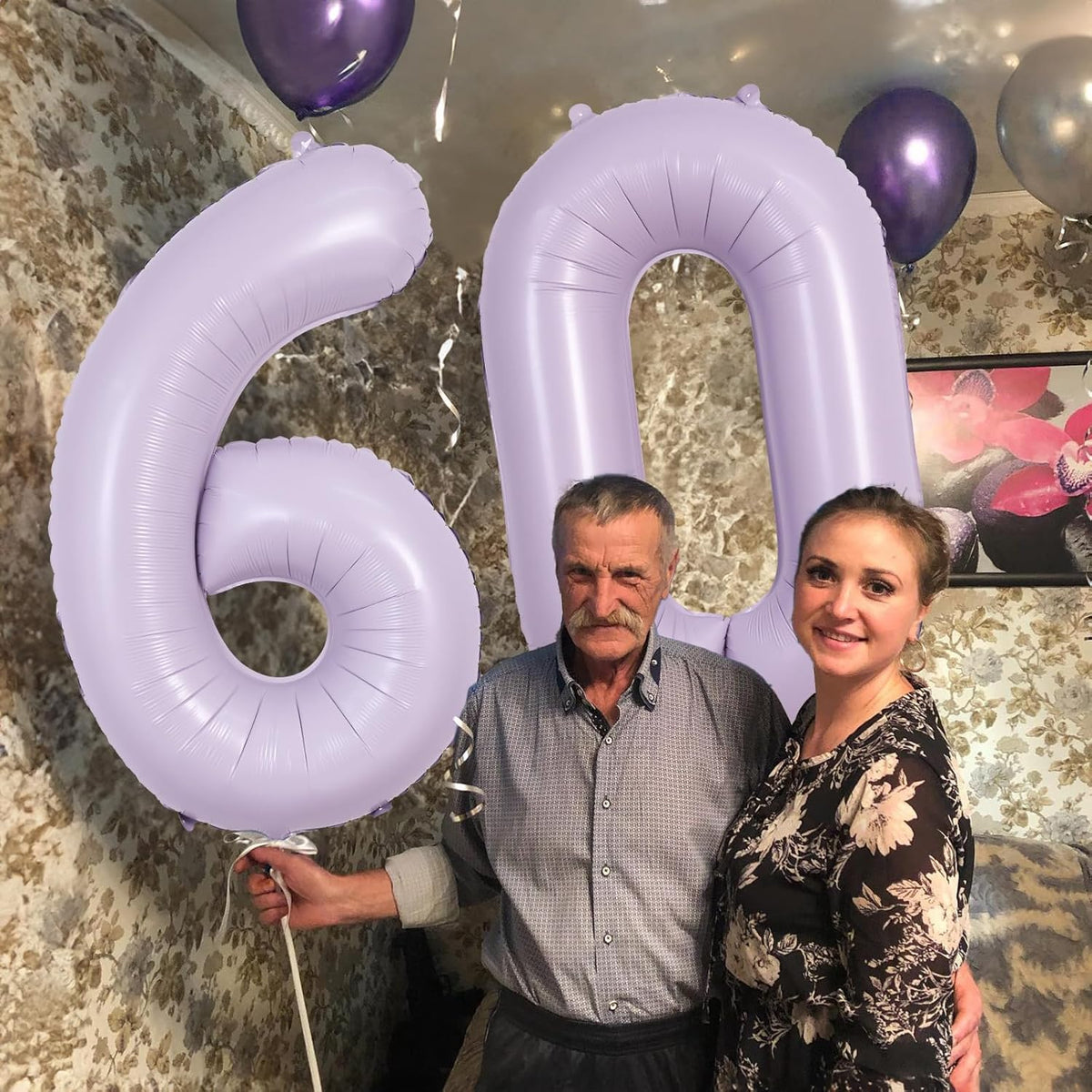 Pastel Purple Number 0 Balloons 40 Inch, Large Lilac Number Balloons 0-9 Set, Light Purple 0 Mylar