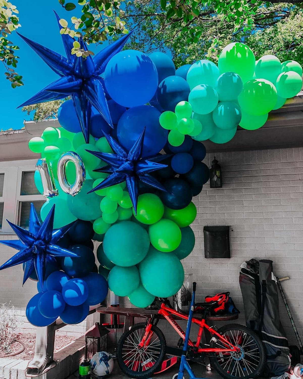 3pcs 26inch 3D Explosion Star foil balloon, Blue Foil Cone Star burst Balloons for Birthday Wedding