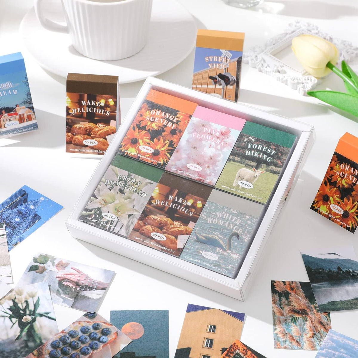 12 Sets 600 Sheets Washi Stickers for Journaling, Daily Quote Flower Nature Travel Stickers Vintage