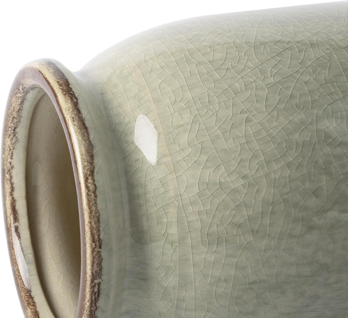 VICTOR & TERESA Rustic Green Vase for Home Decor, Ceramic Vases for Flowers, Modern Farmhouse