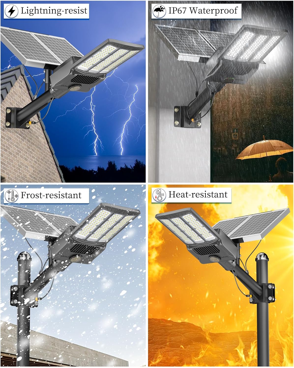 Gefolly SL-9800W Solar Street Light Outdoor 650000LM Wide Angle Commercial Parking Lot Lights Dusk