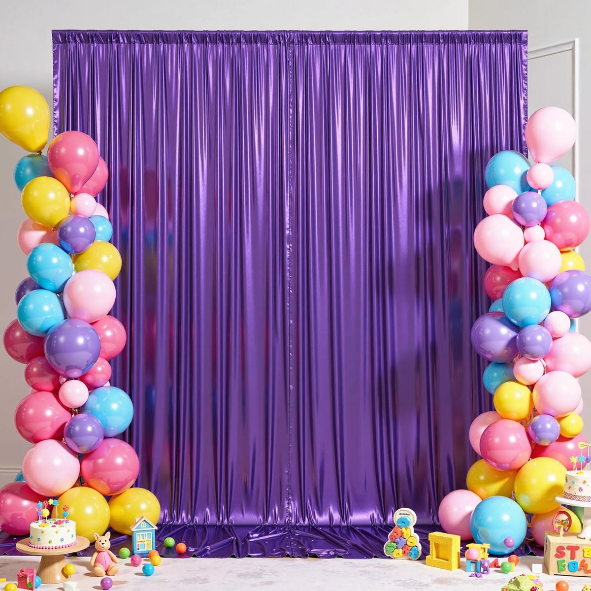 20ftx10ft Purple Sequin Backdrop Curtain Panels for Parties, 4 Panels Wrinkle Free Glitter Photo