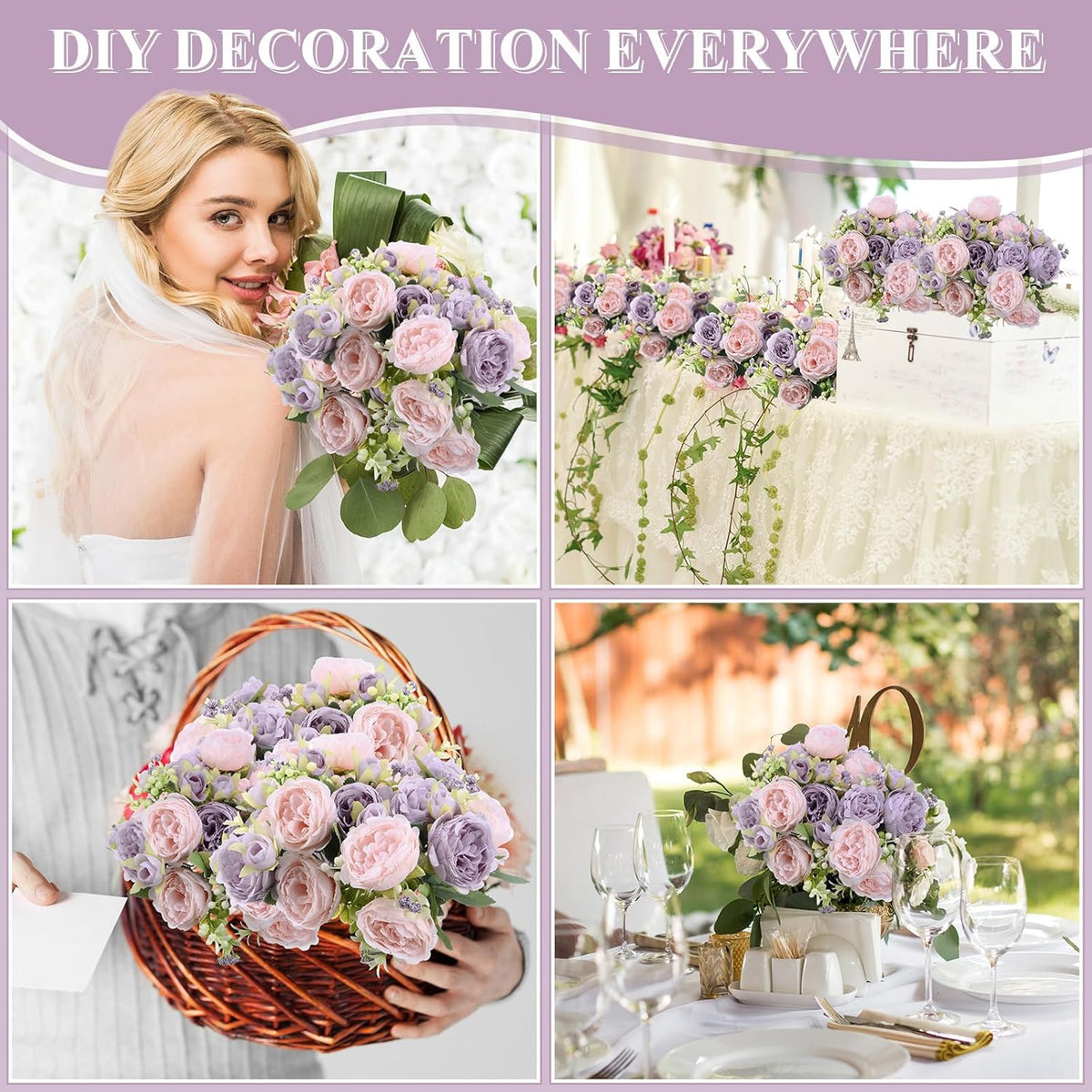 8 Bundles Artificial Peonies Flowers Boho Faux Flowers Arrangements Artificial Centerpiece Spring