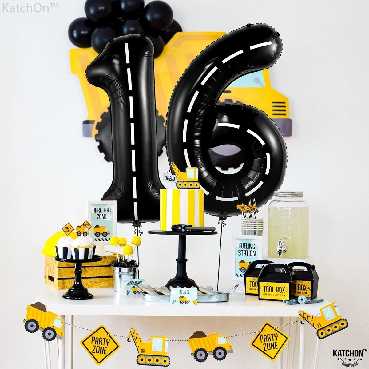 KatchOn, Giant Black 16th Birthday Balloons - 40 Inch | 16 Balloon Numbers, 16th Birthday