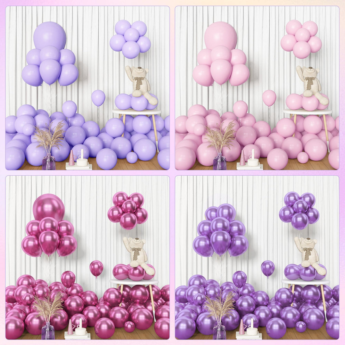 Amandir 153pcs Pink Purple Balloon Garland Arch Kit Different Sizes