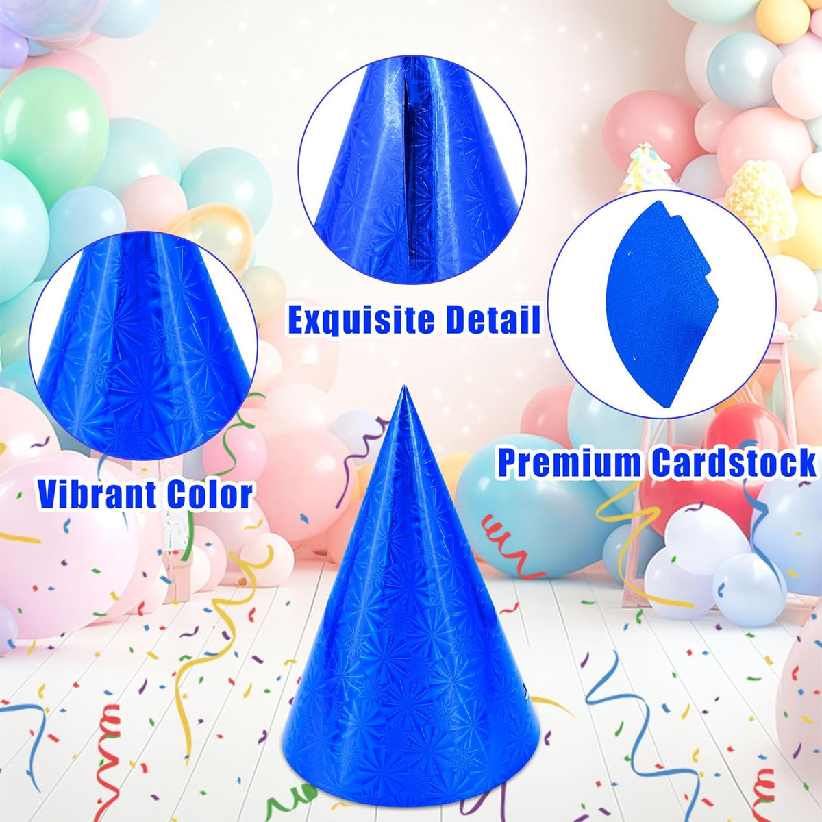 CANREVEL Party Hats for Kids and Adults, Birthday Party Headwear Supplies, Cone Hats Bulk for Girls