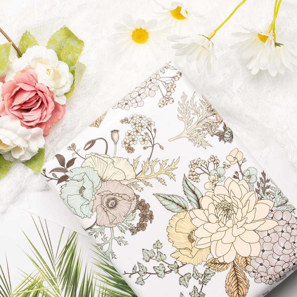 WRAPAHOLIC 30 Inch Jumbo Floral Wrapping Paper - 30 Inch X 33 Feet - Vintage Floral Printed on