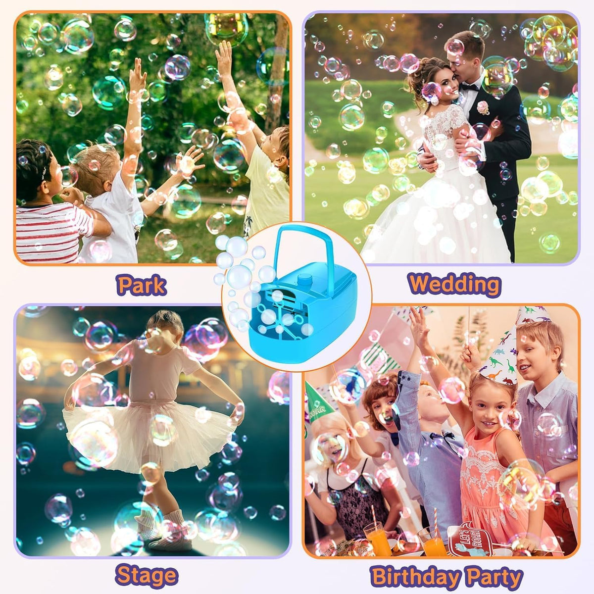 Bubble Machine, 18000+ Bubbles Per Minute Bubble Maker Blower for Kids Toddlers with 2 Speeds,6